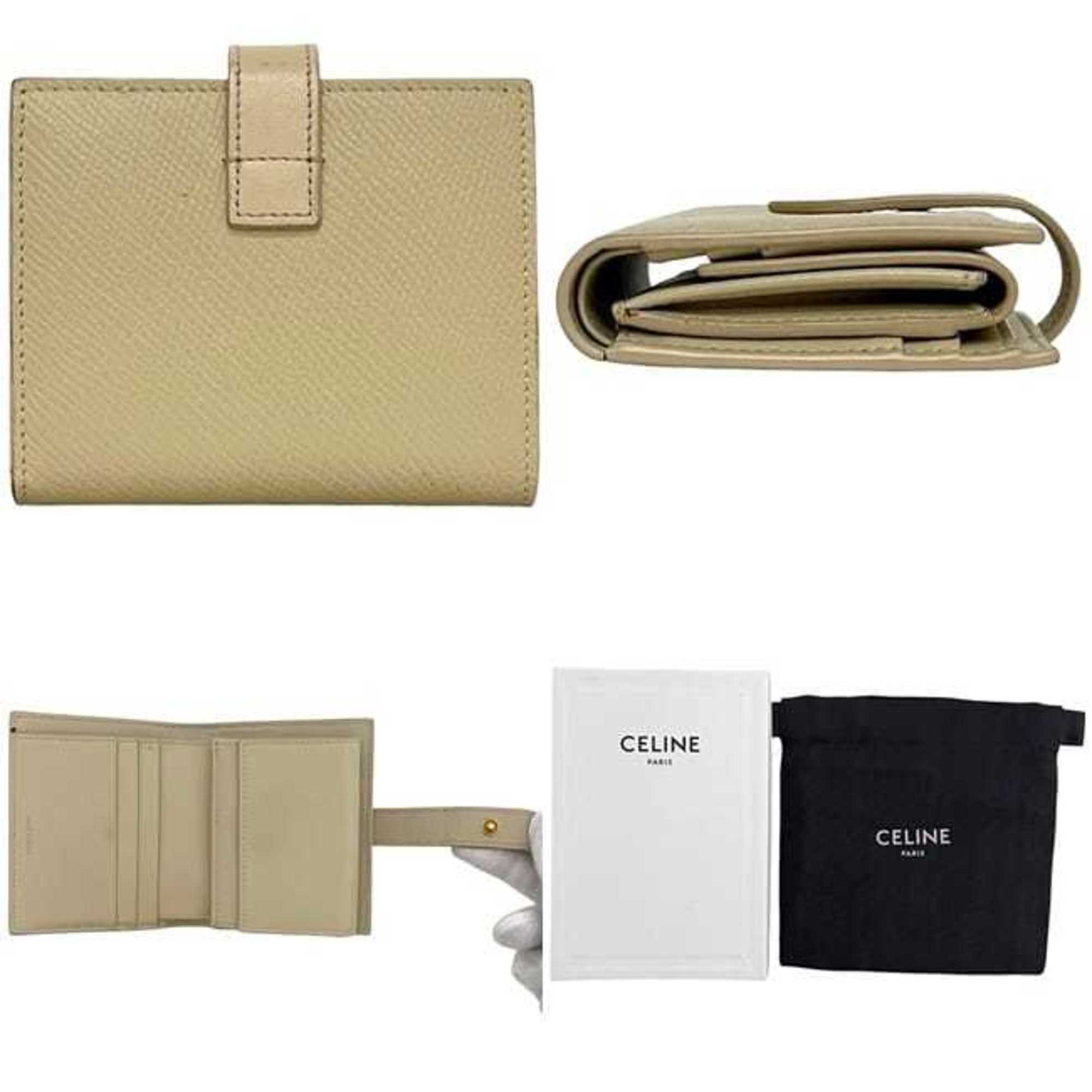 Celine Beige Cream Leather Wallet (Bi-Fold) (Pre-Owned)