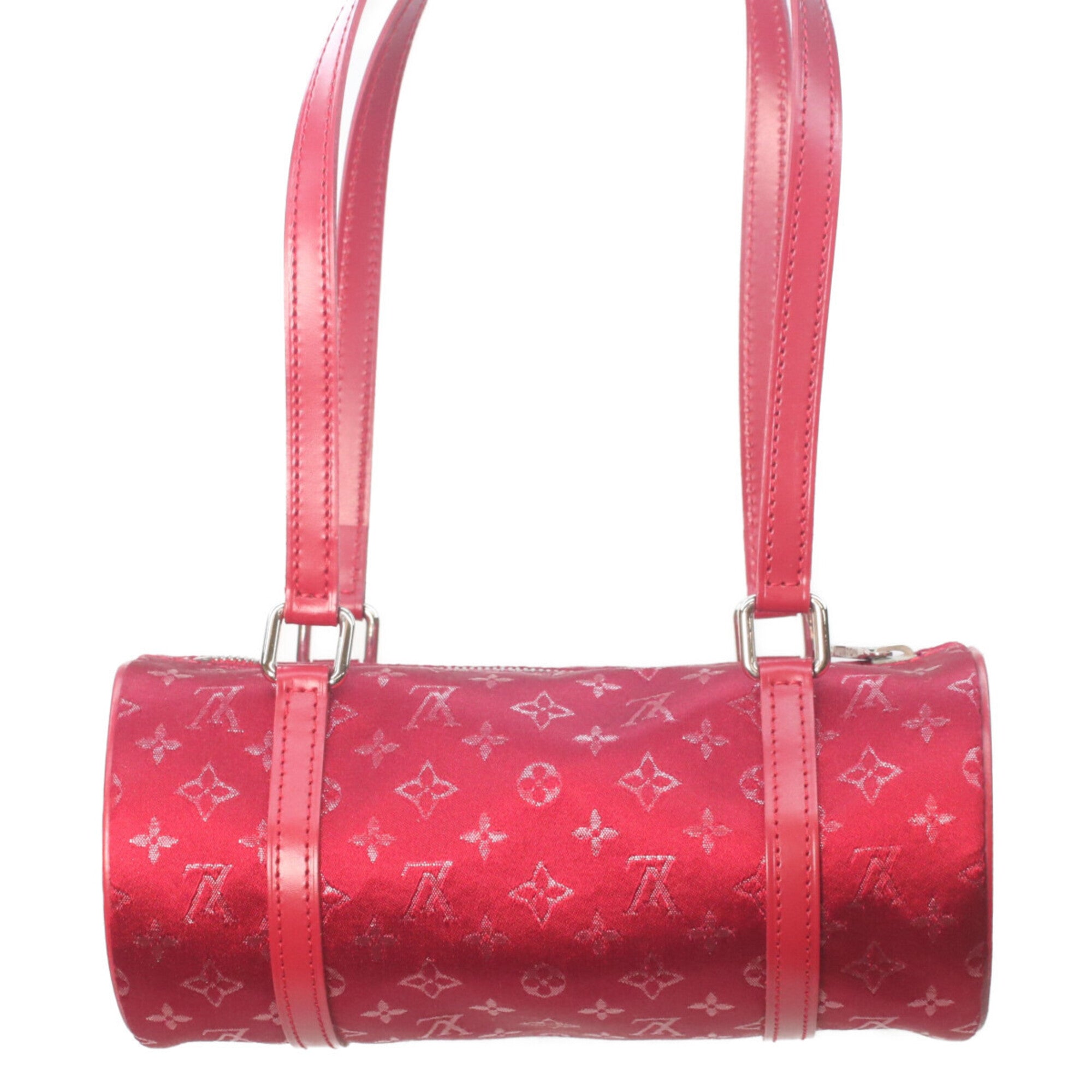 Louis Vuitton Red Color Monogram Satin Handbag (Pre-Owned)