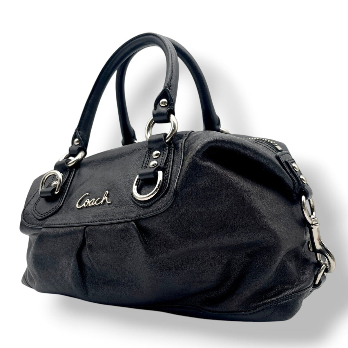 Coach Black Leather Handbag Shoulder Bag (Pre-Owned)