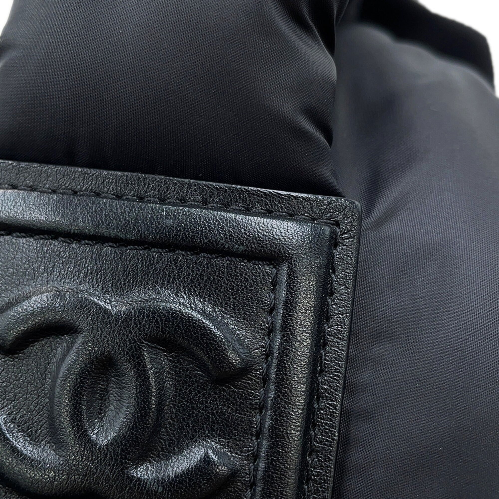 Chanel Black Bordeaux Nylon Leather Handbag (Pre-Owned)