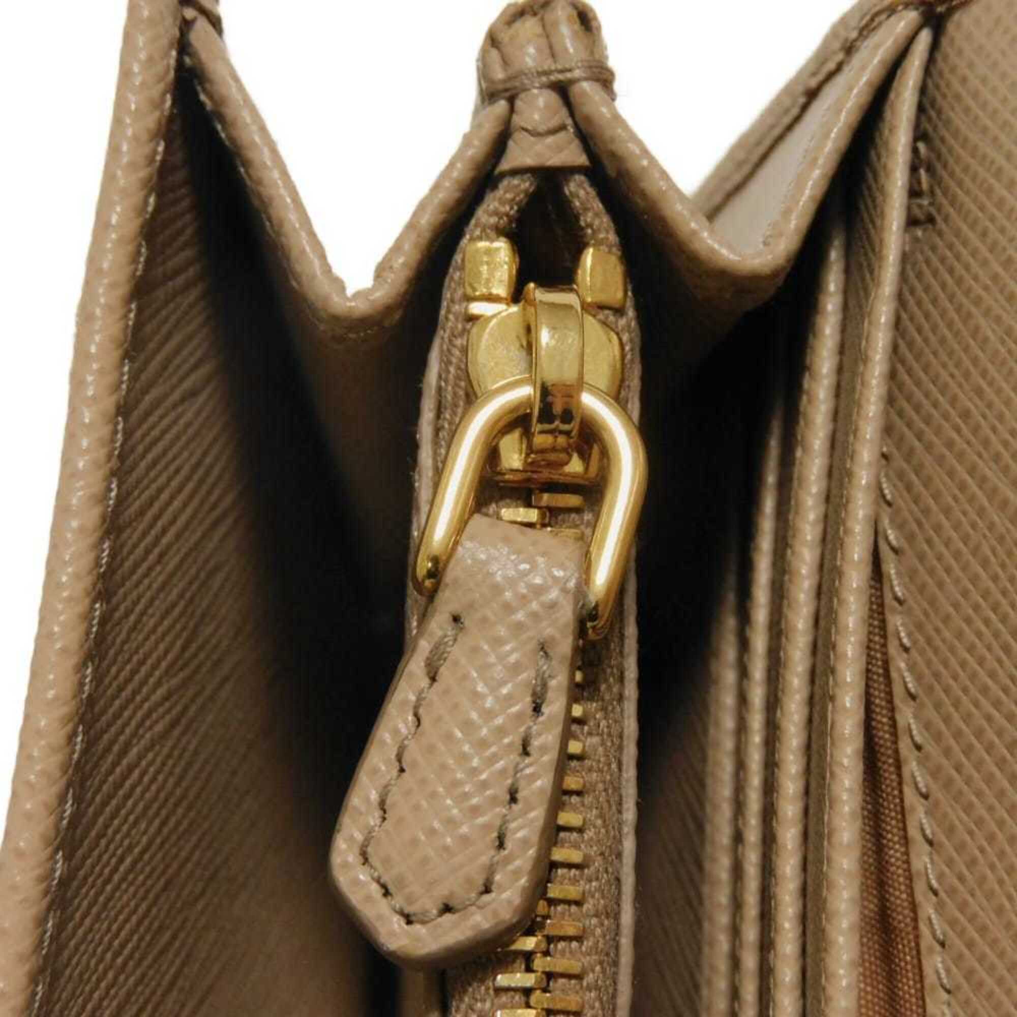 Prada Beige Saffiano Lux Long Wallet (Bi-Fold) (Pre-Owned)