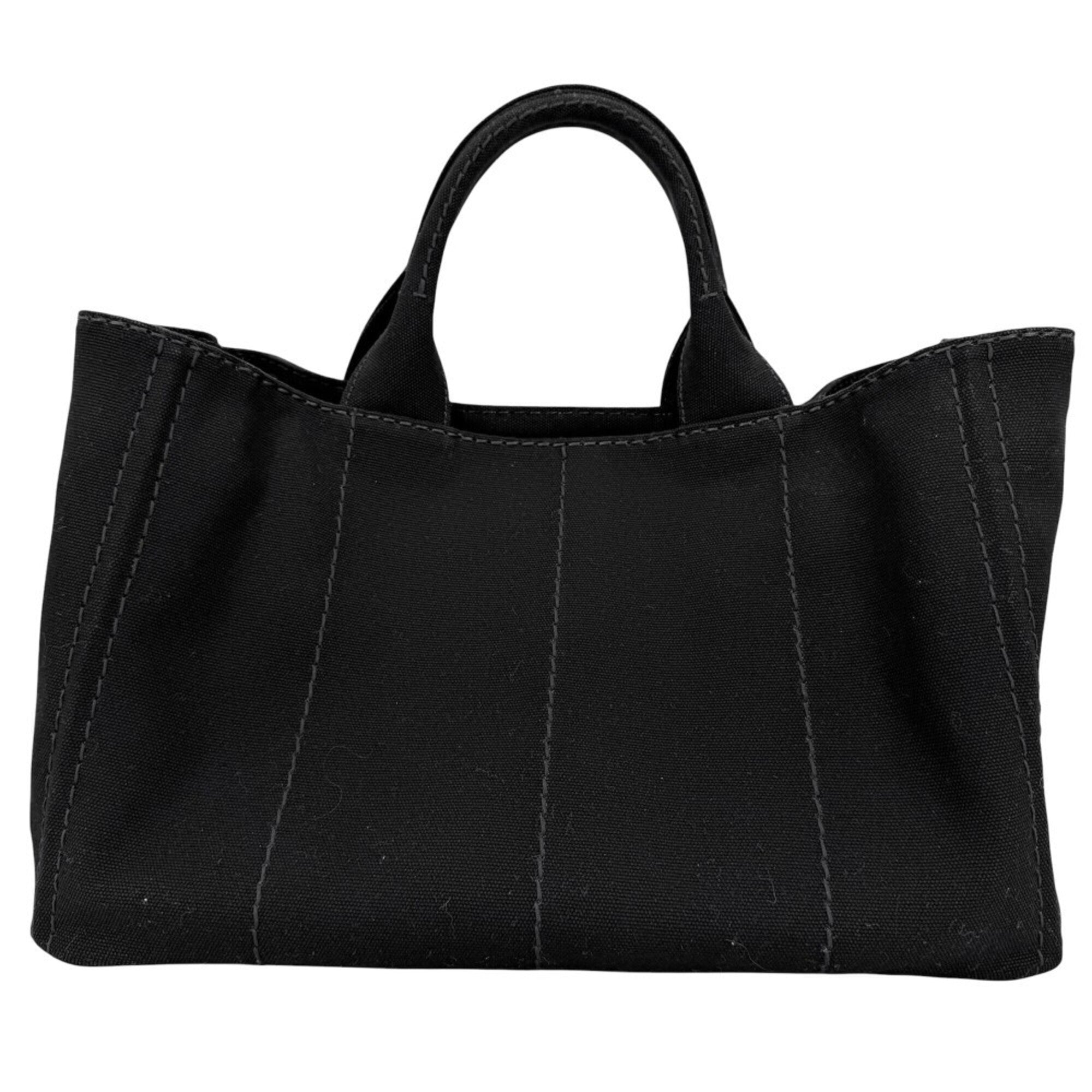 Prada Black Canvas Handbag Shoulder Bag Tote Bag (Pre-Owned)