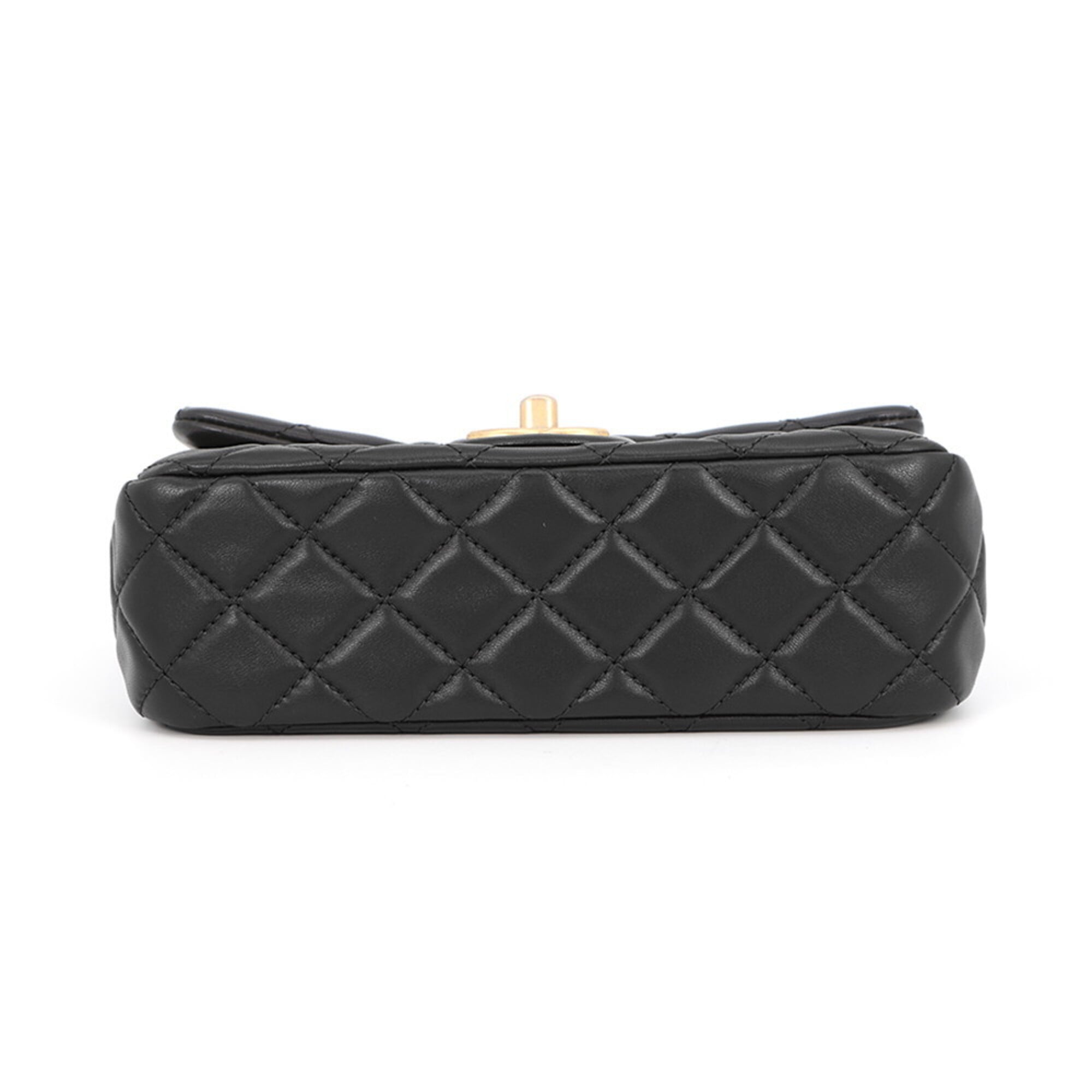 Chanel Black Leather Handbag Shoulder Bag (Pre-Owned)