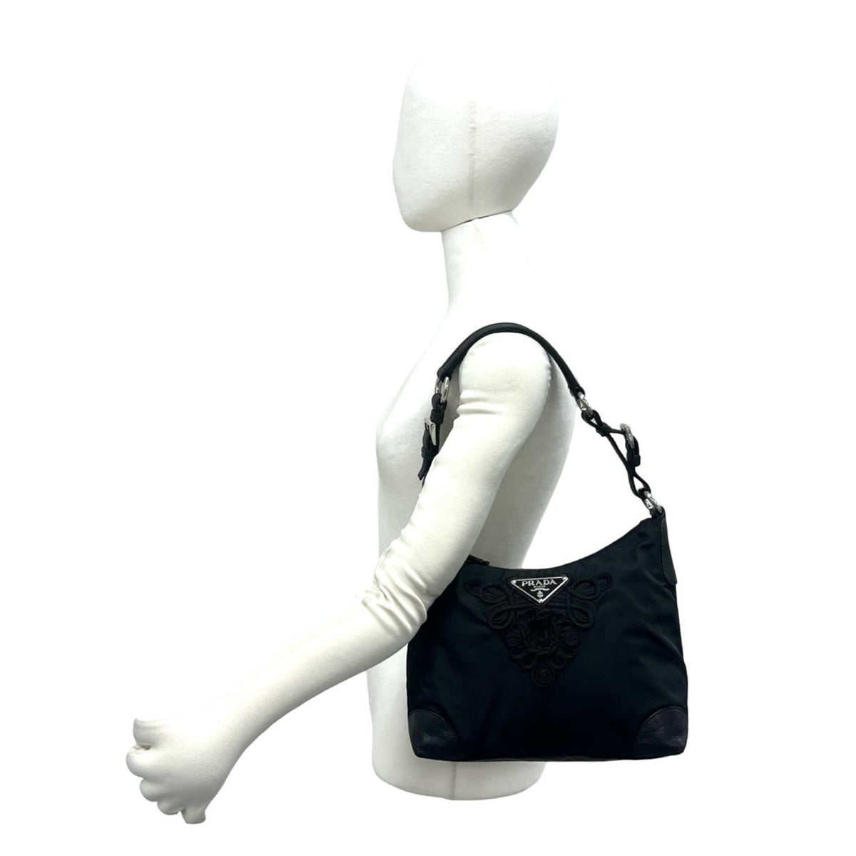 Prada Black Nylon Leather Shoulder Bag (Pre-Owned)