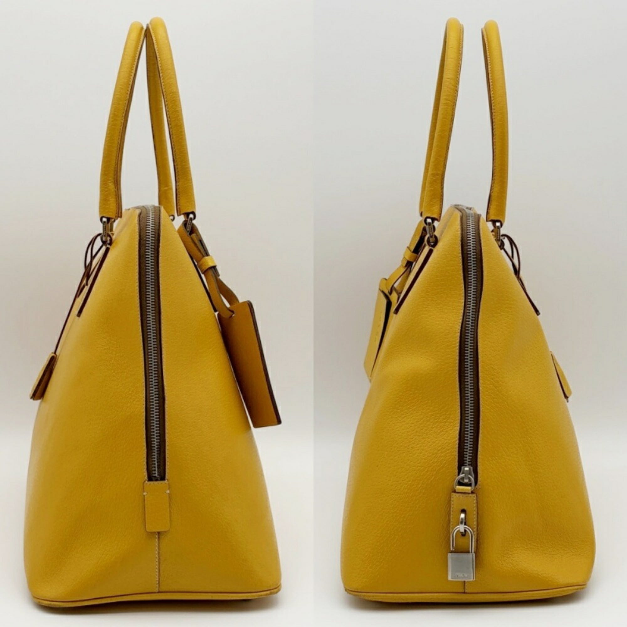 Prada Yellow Leather Tote Bag (Pre-Owned)