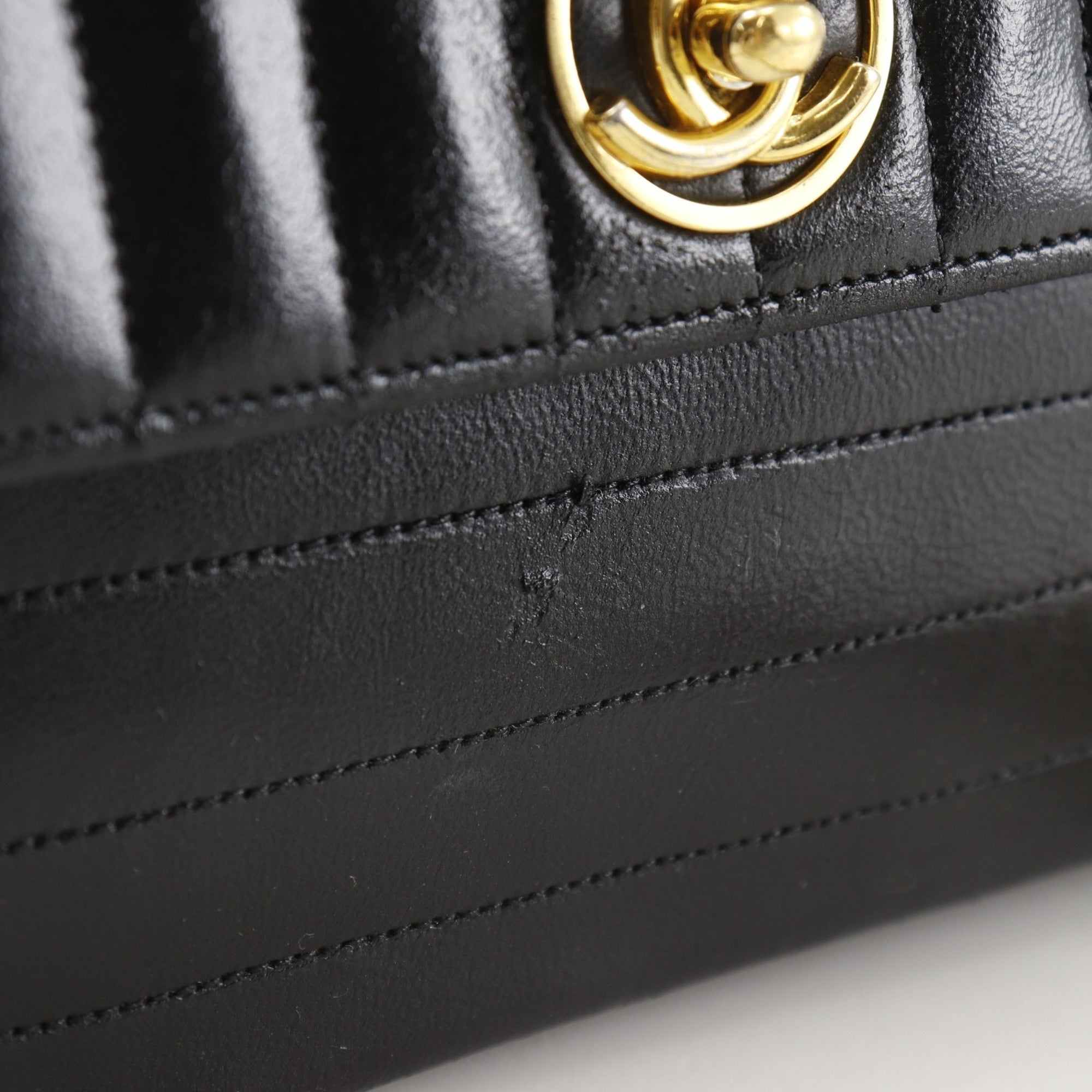 Chanel Mademoiselle Black Leather Shoulder Bag (Pre-Owned)