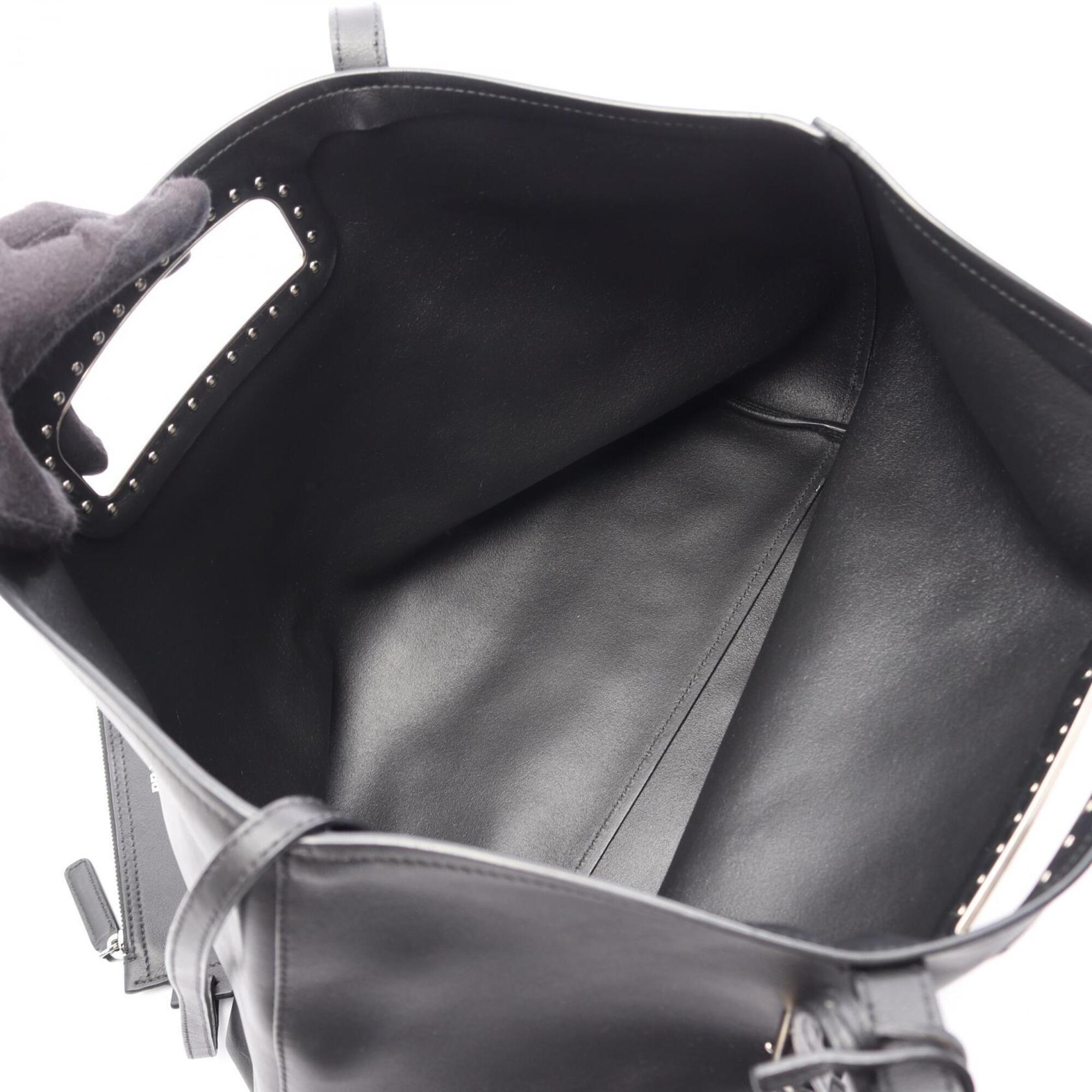 Prada Black Leather Handbag Pouch Tote Bag (Pre-Owned)