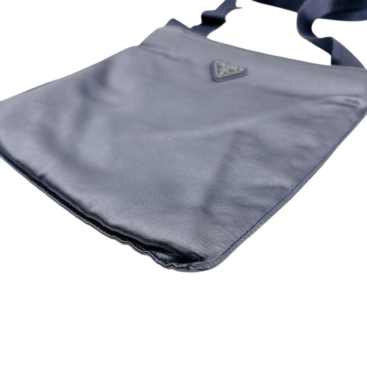 Prada Gray Satin Pochette Shoulder Bag (Pre-Owned)