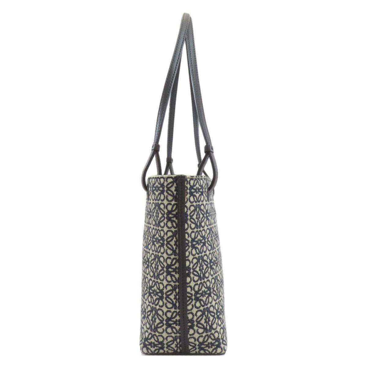 Loewe Beige Black Navy Canvas Leather Tote Bag (Pre-Owned)