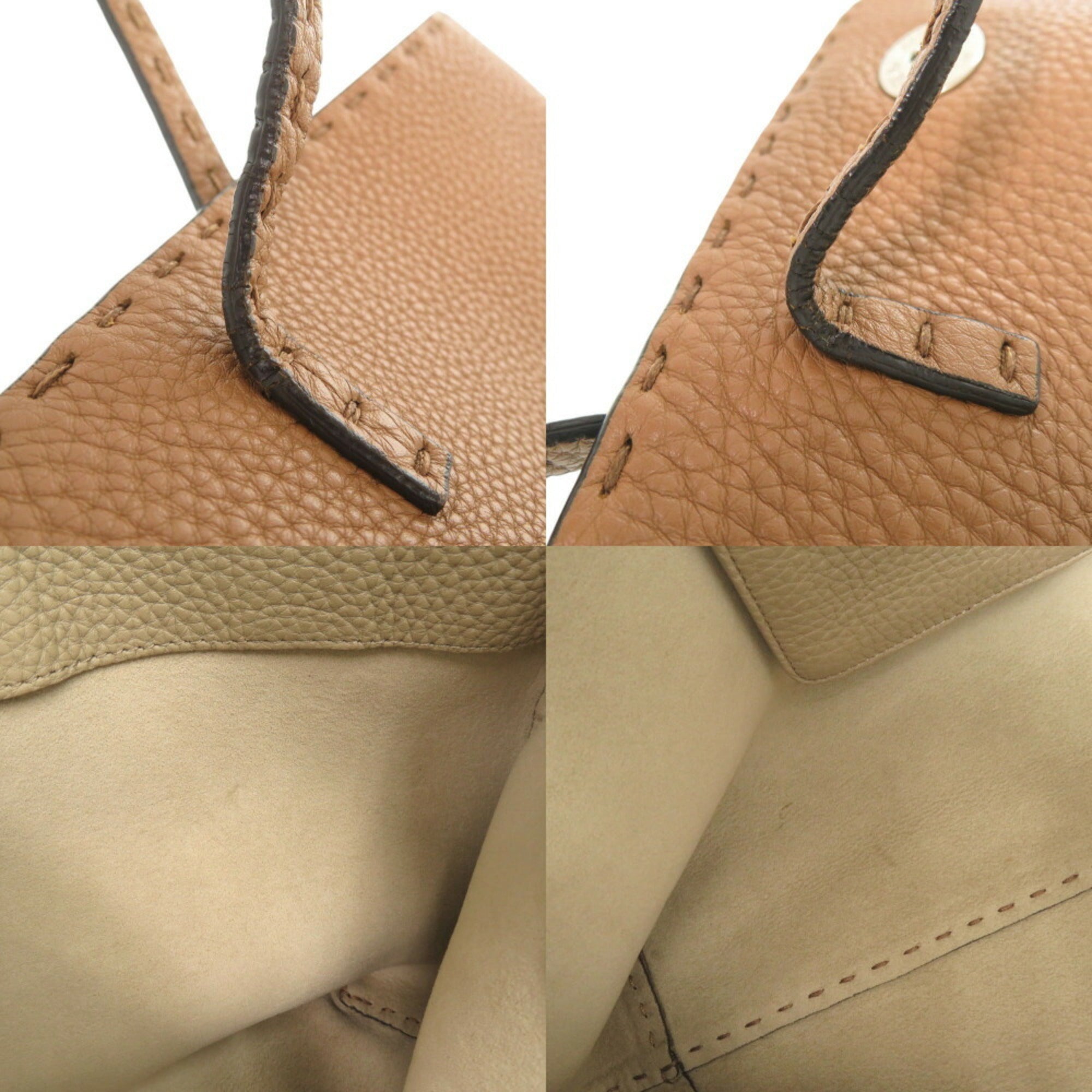 Fendi Selleria Brown Leather Handbag Tote Bag (Pre-Owned)