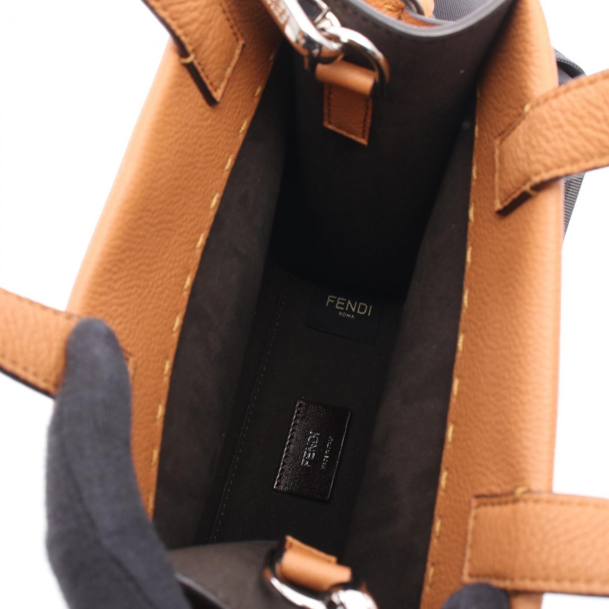 Fendi Brown Leather Handbag Tote Bag (Pre-Owned)