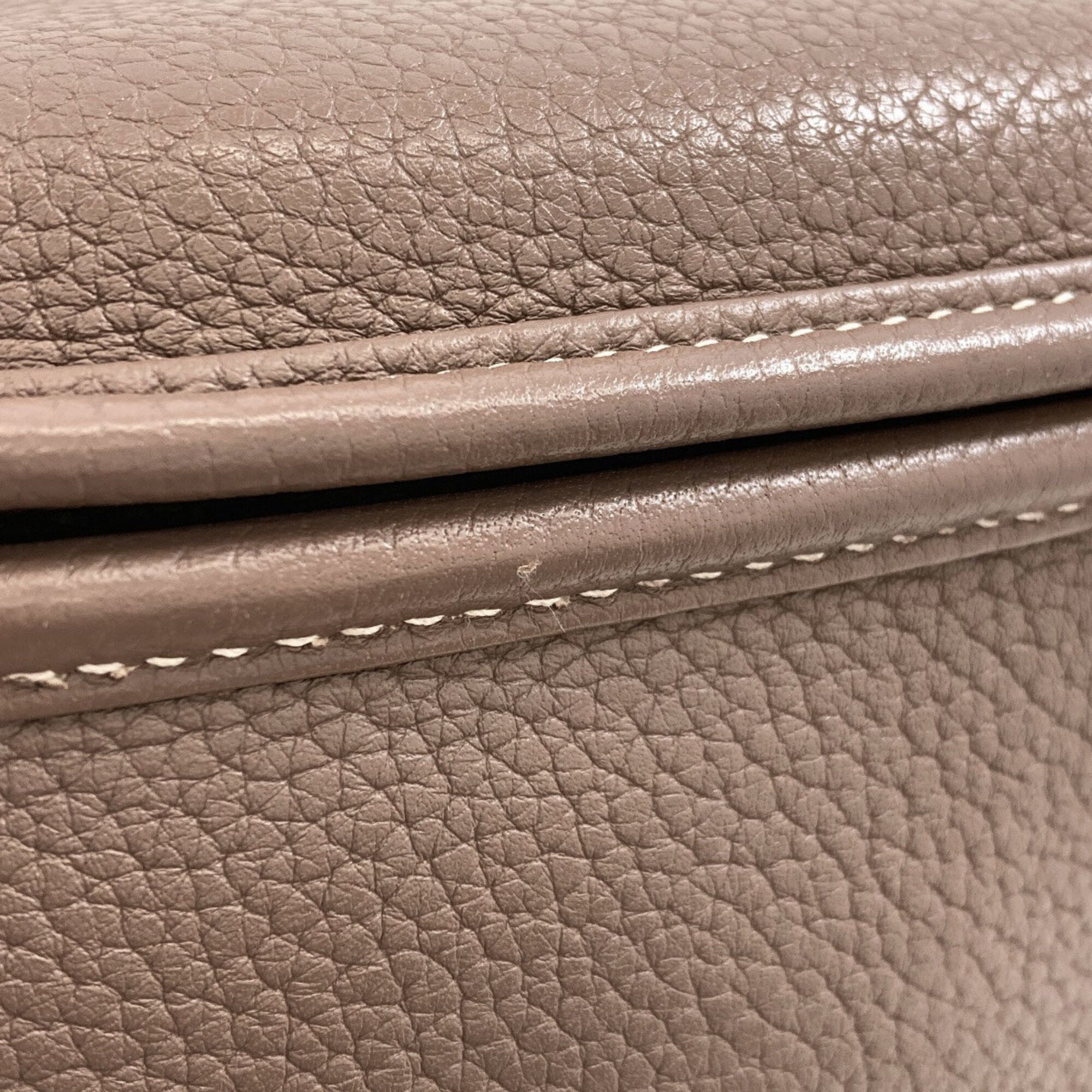 Hermes Etoupe Gray Taurillon Clemence Leather Shoulder Bag (Pre-Owned)