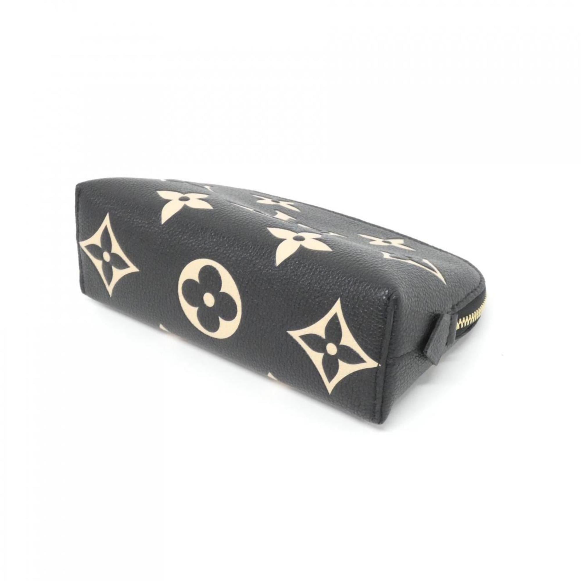 Louis Vuitton Beige Black Leather Pochette Pouch (Pre-Owned)