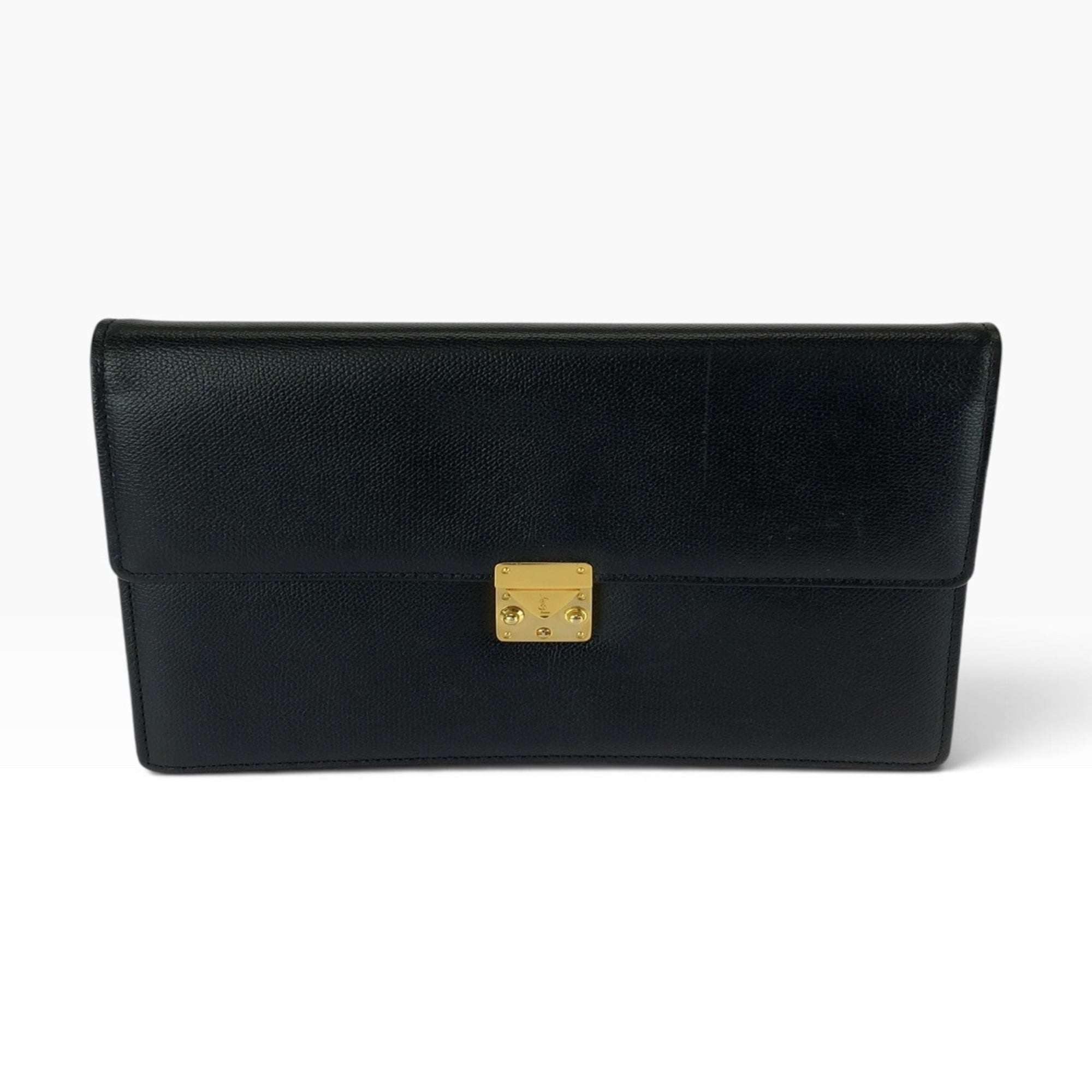 Yves Saint Laurent Black Leather Clutch Bag (Pre-Owned)