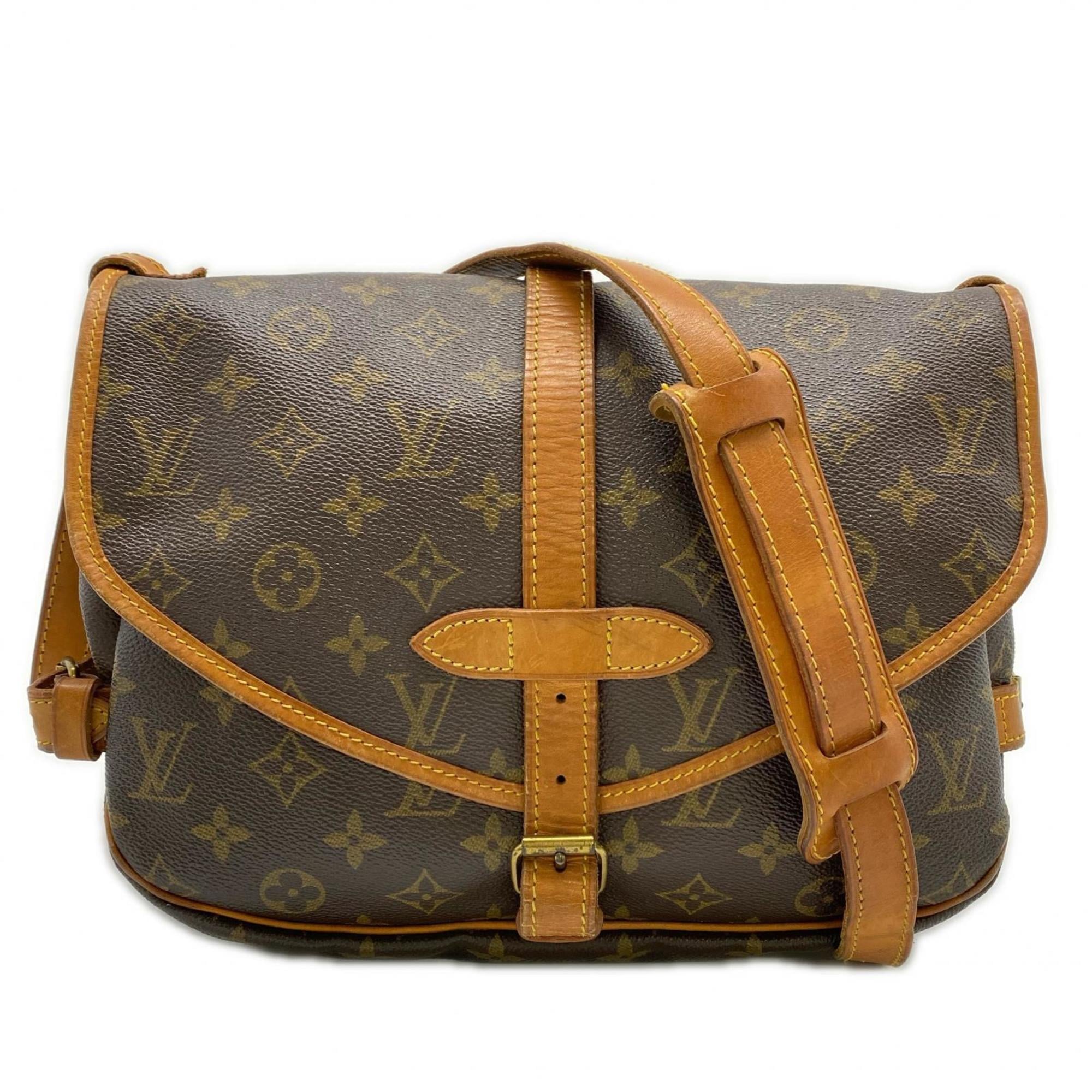 Louis Vuitton Monogram Brown Coated Canvas Leather Shoulder Bag (Pre-Owned)