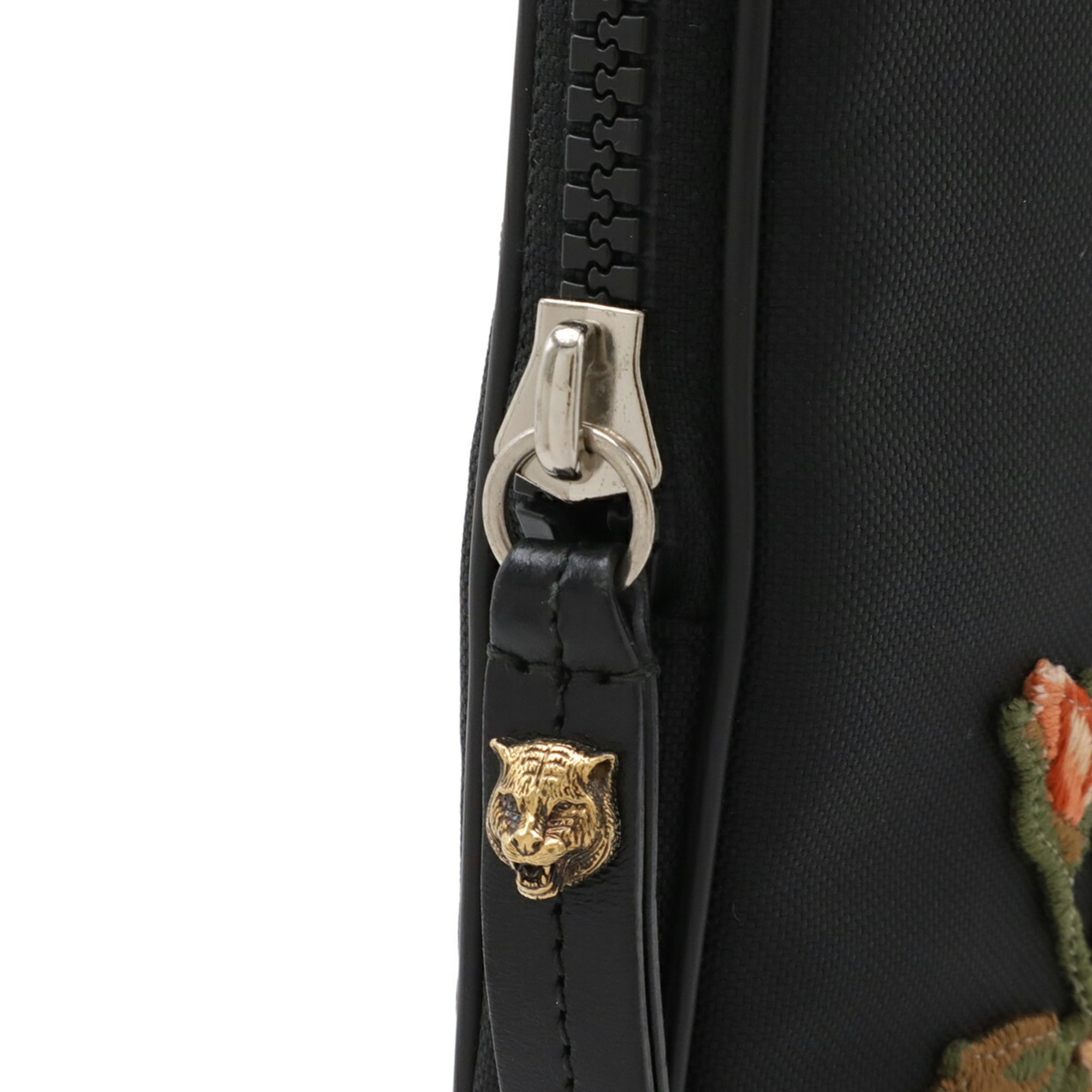 Gucci Black Multi-Color Nylon Canvas Clutch Bag (Pre-Owned)