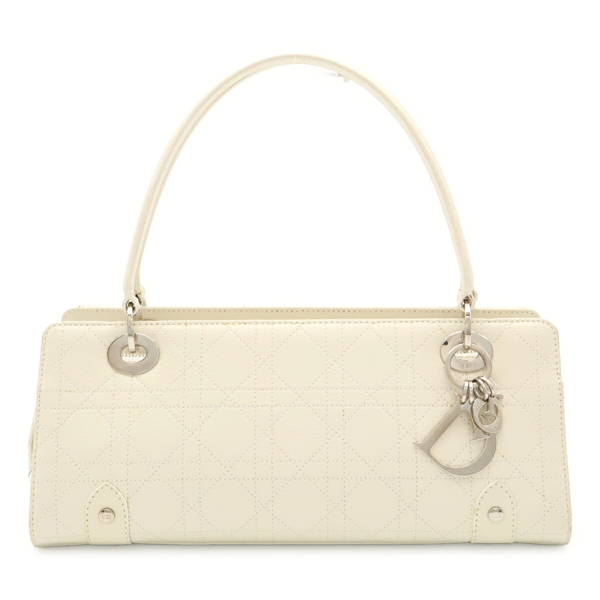 Christian Dior Ivory Leather Handbag Shoulder Bag (Pre-Owned)