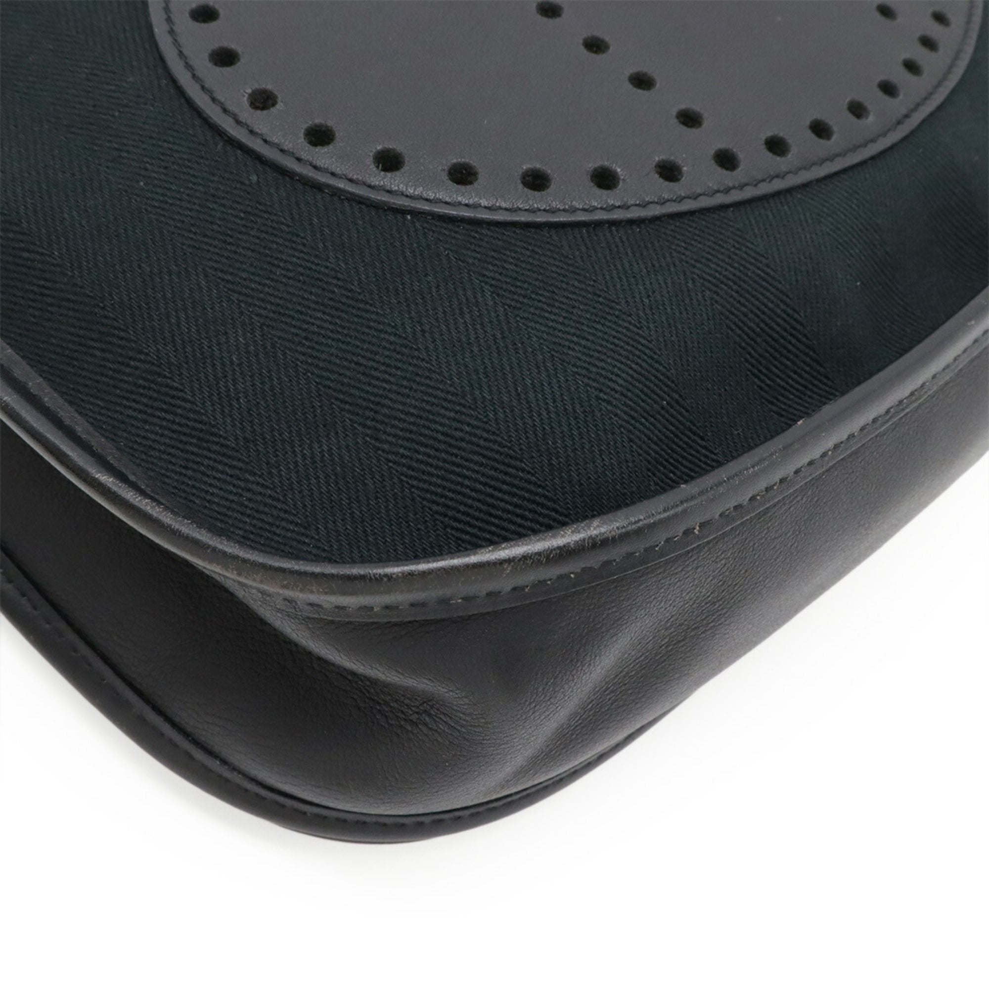 Hermes Black Toile H Leather Shoulder Bag (Pre-Owned)