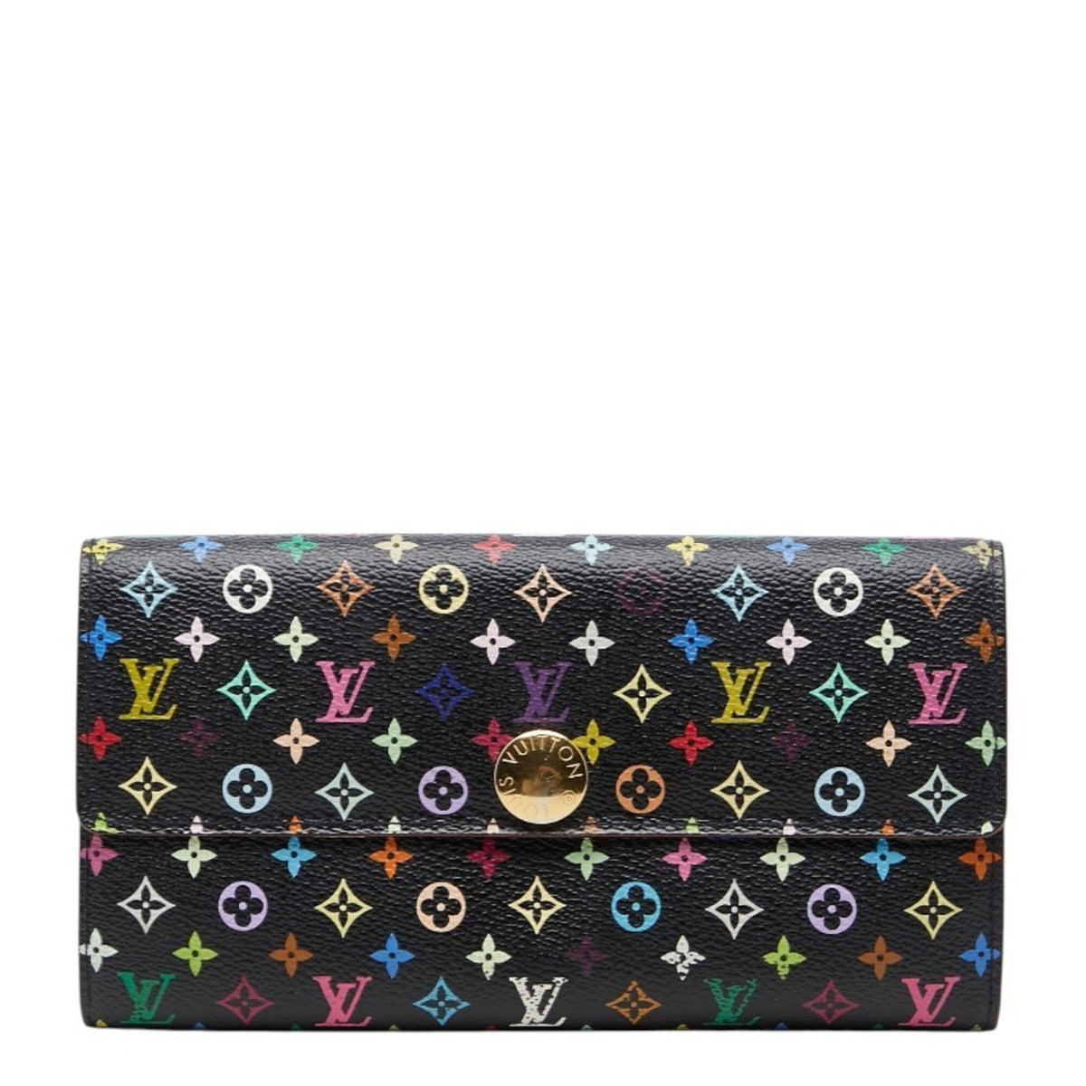 Louis Vuitton Monogram Multicolore Multi-Color Noir Pvc Leather Long Wallet (Bi-Fold) (Pre-Owned)