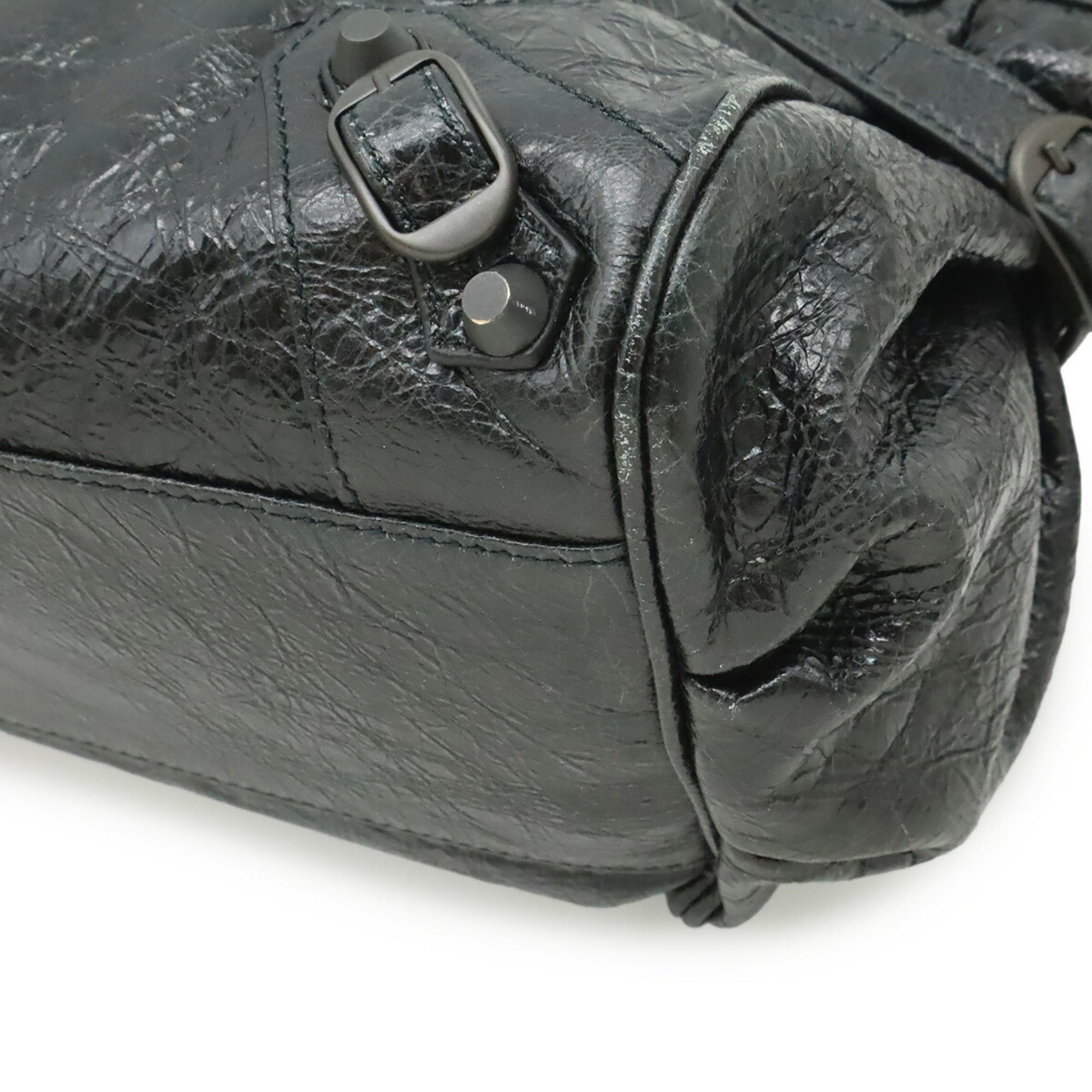 Balenciaga Black Leather Shoulder Bag Tote Bag (Pre-Owned)