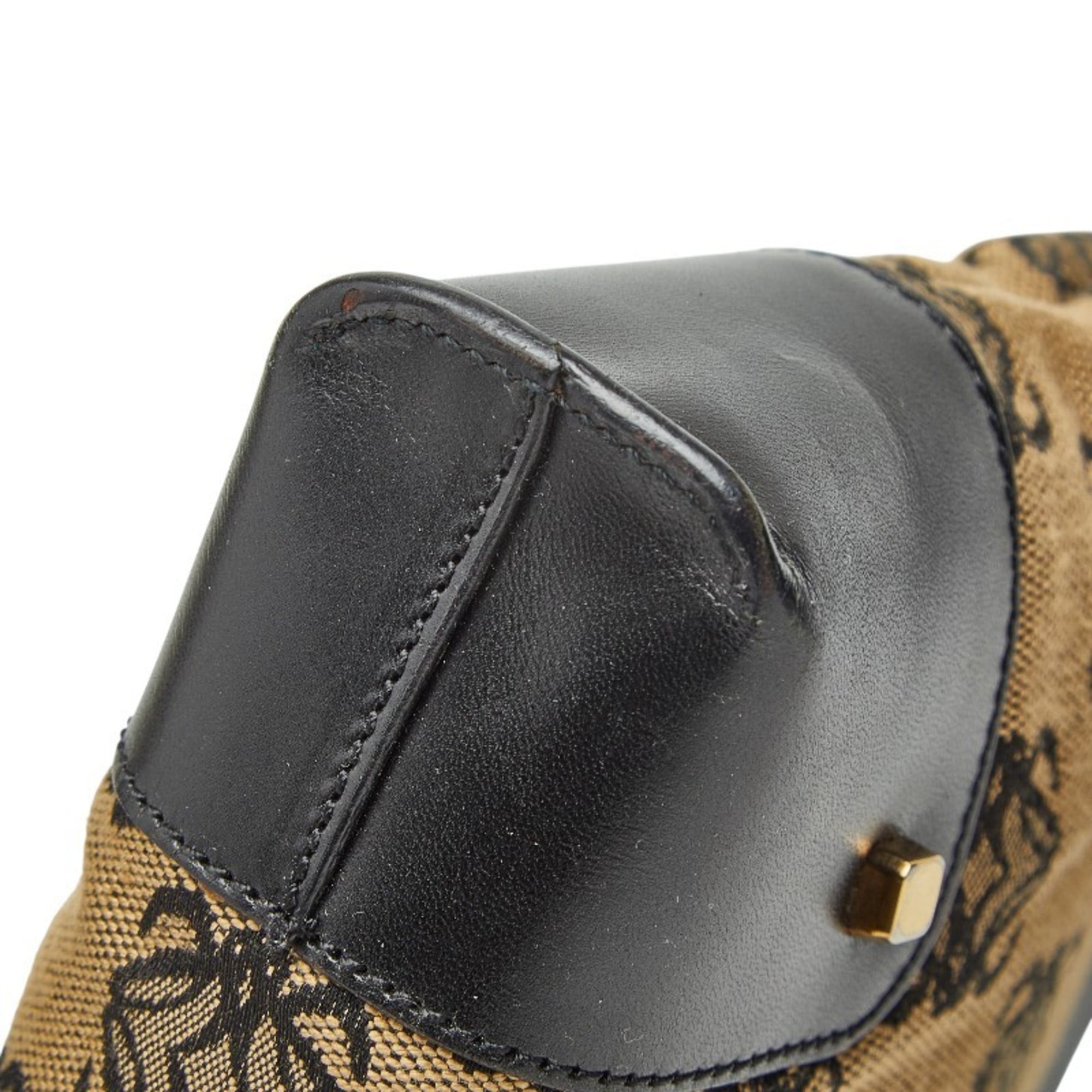 Loewe Black Brown Canvas Leather Handbag Shoulder Bag (Pre-Owned)