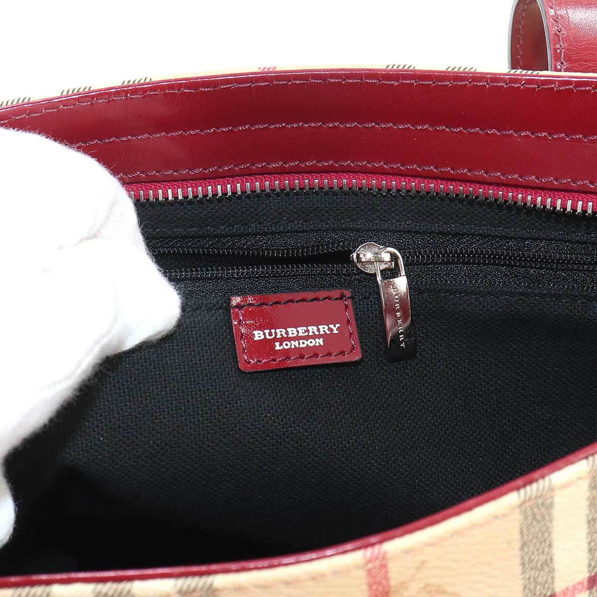 Burberry Beige Red Color Pvc Leather Tote Bag (Pre-Owned)