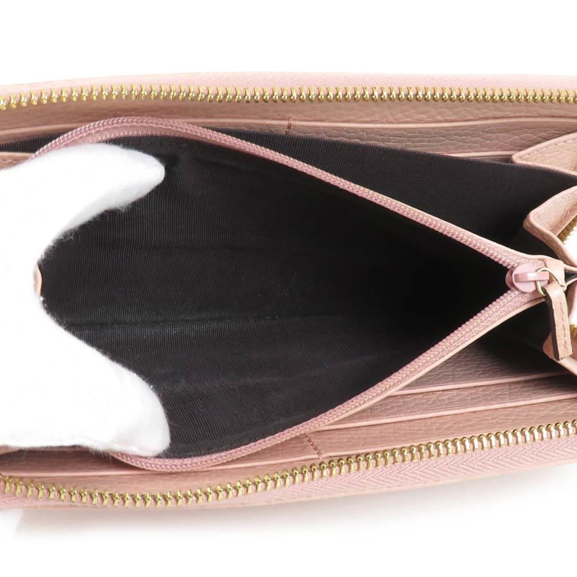 Gucci Pink Beige Leather Long Wallet (Bi-Fold) (Pre-Owned)