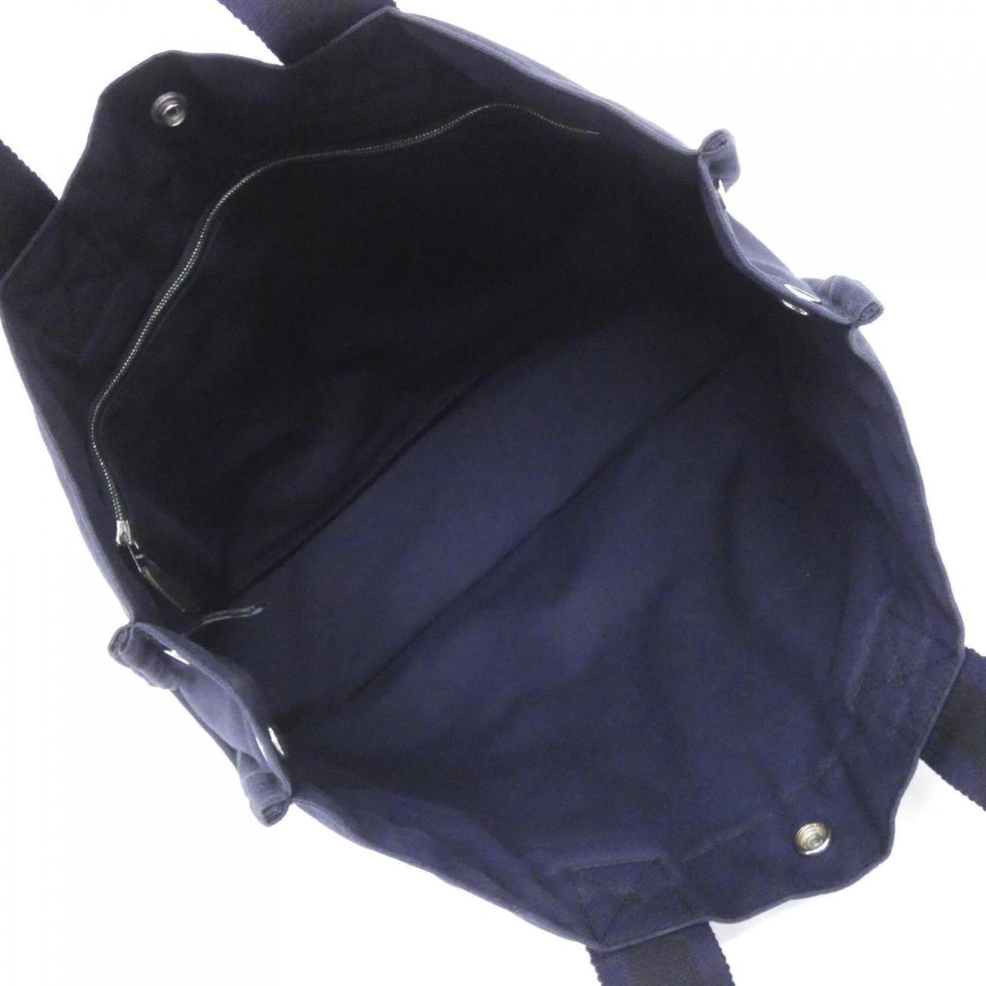 Hermes Black Navy Canvas Handbag (Pre-Owned)
