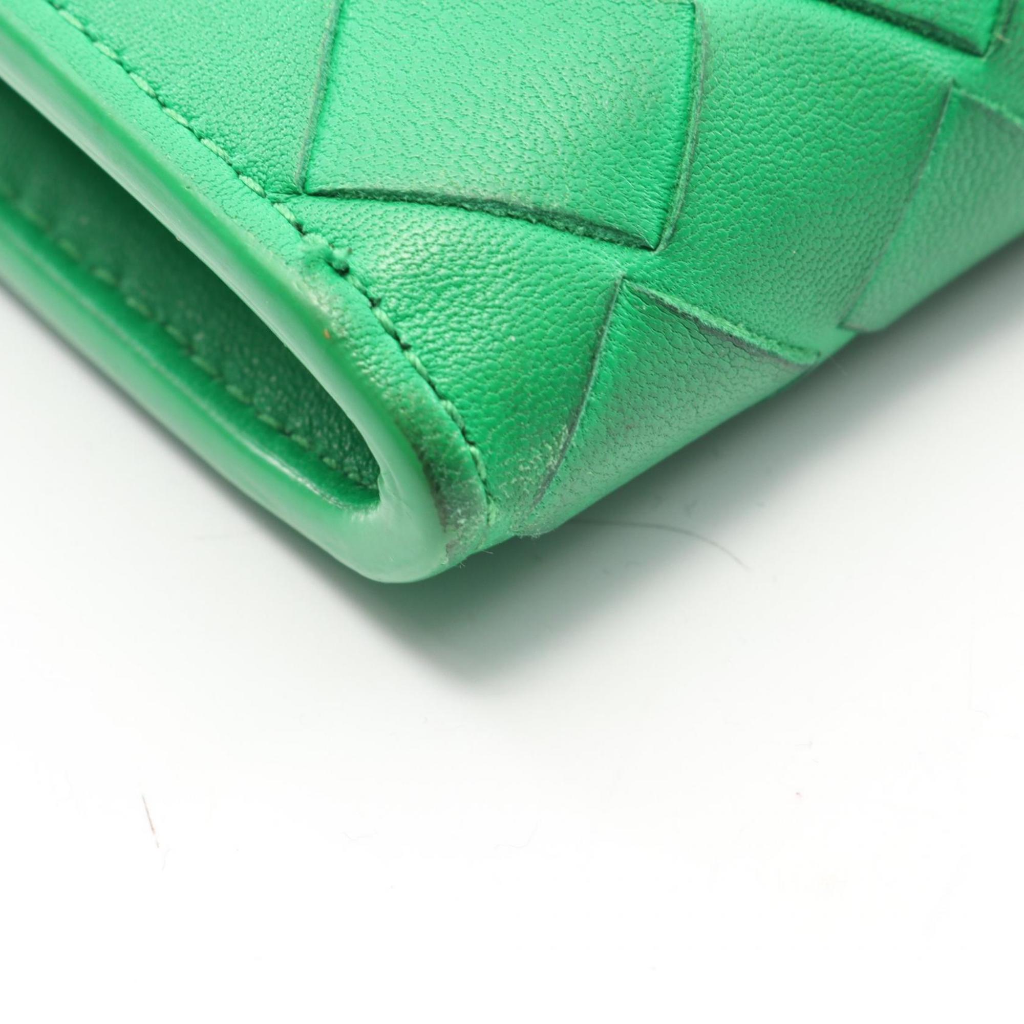 Bottega Veneta Green Leather Long Wallet (Bi-Fold) (Pre-Owned)