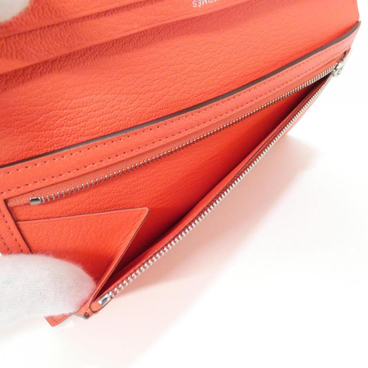 Hermes Pink Pink Orange Soufre Chevre Leather Long Wallet (Bi-Fold) (Pre-Owned)