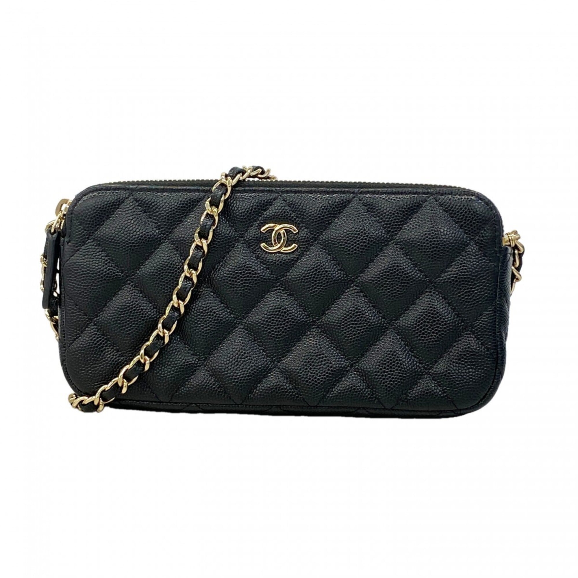 Chanel Black Grained Calfskin Shoulder Bag (Pre-Owned)