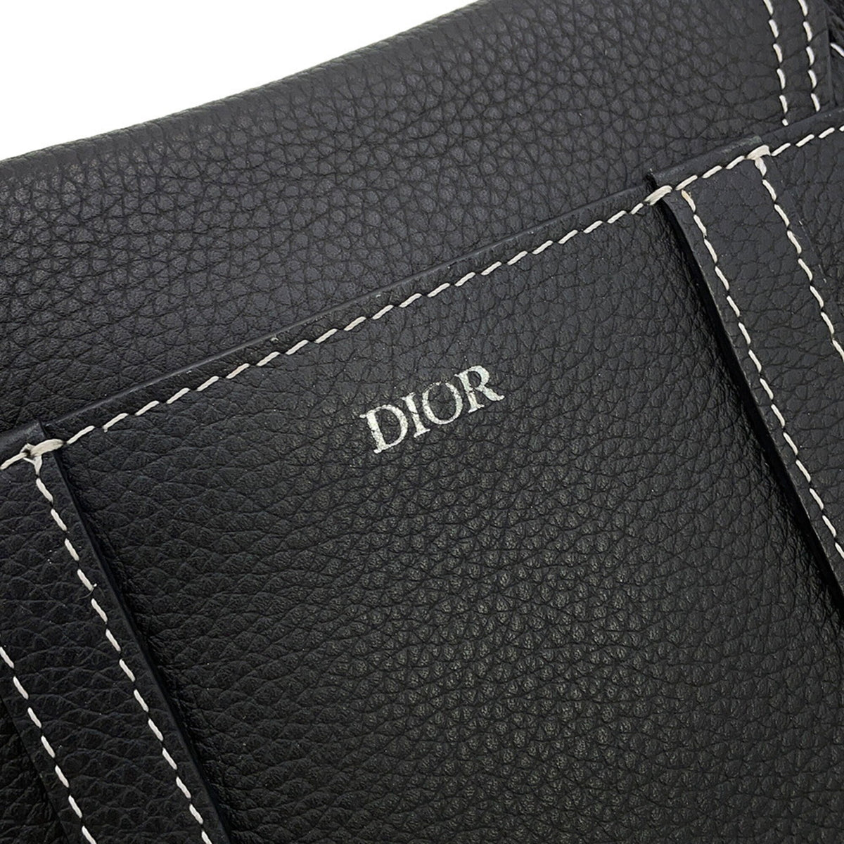 Christian Dior Black Leather Clutch Bag Handbag Saddle Bag (Pre-Owned)