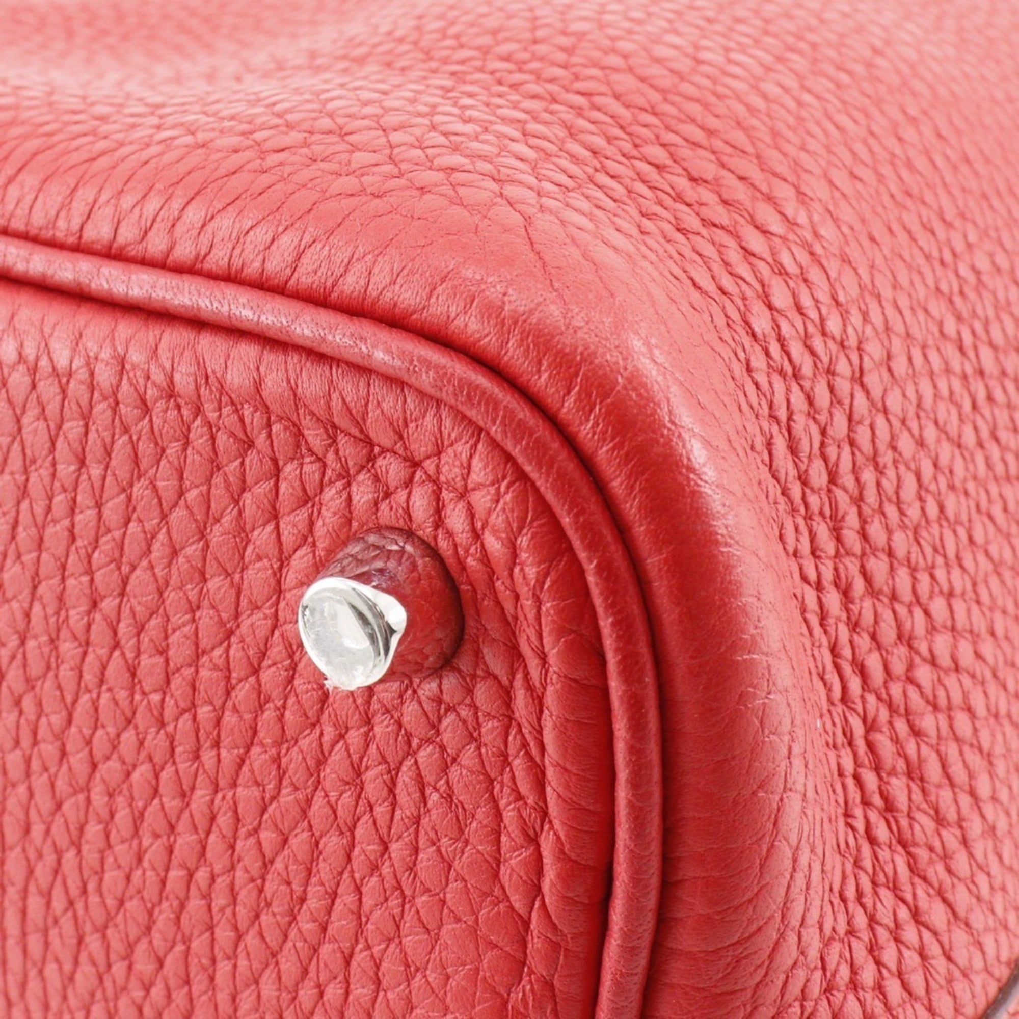 Hermes Picotin Red Color Taurillon Clemence Leather Handbag (Pre-Owned)