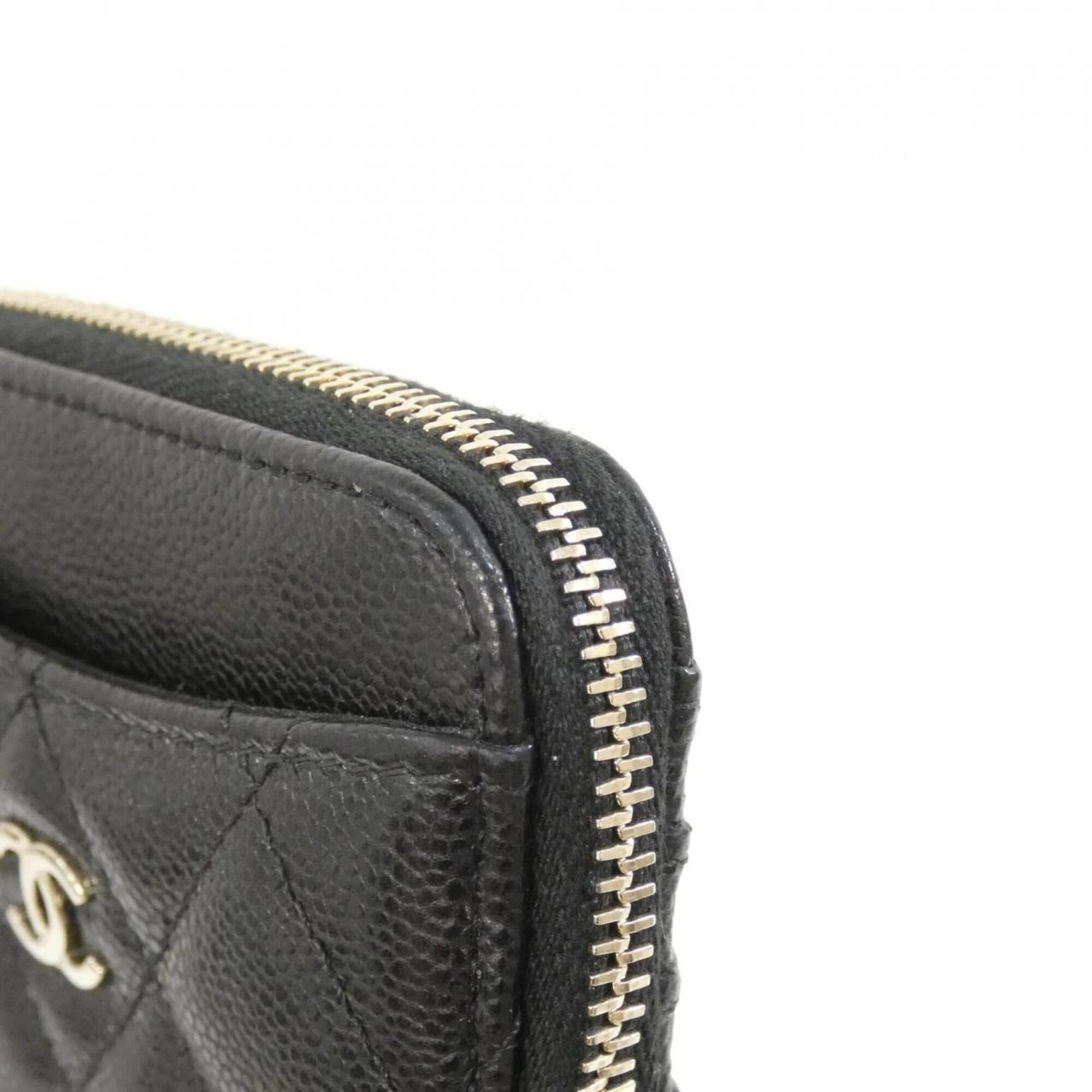 Chanel Black Grained Calfskin Coin Purse/Coin Case (Pre-Owned)