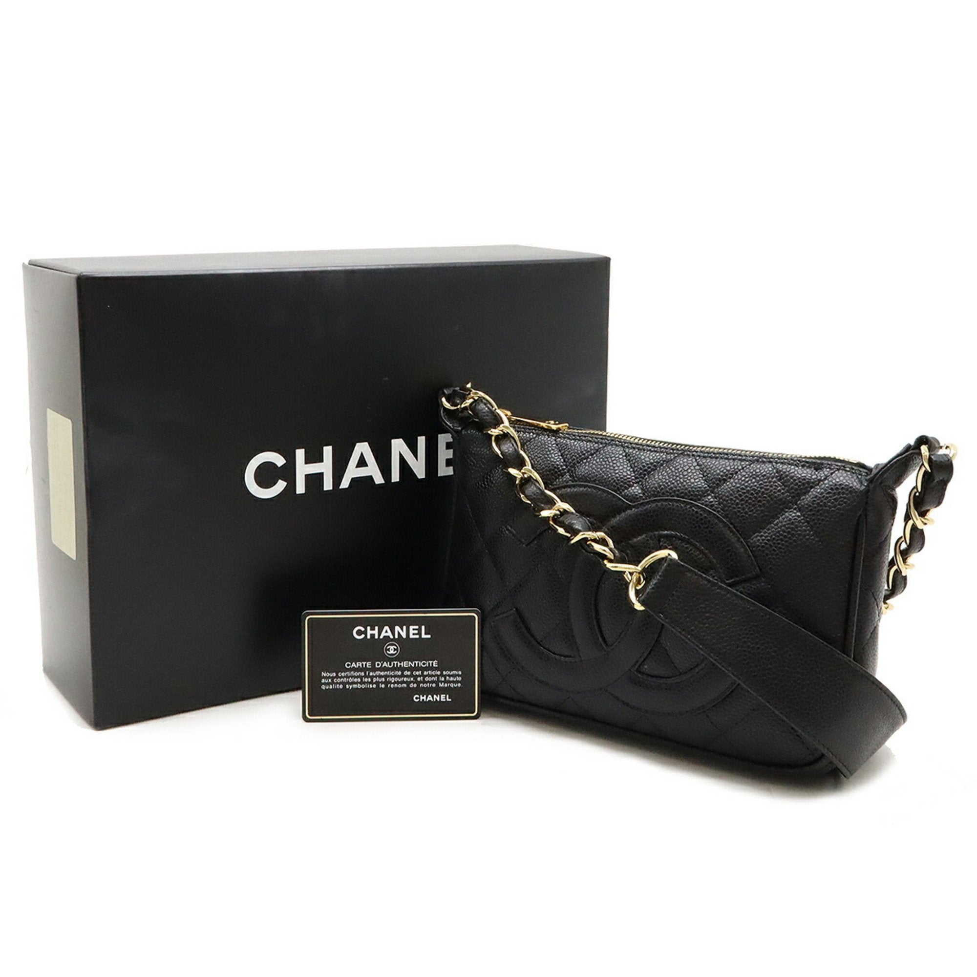 Chanel Black Caviar Leather Shoulder Bag (Pre-Owned)