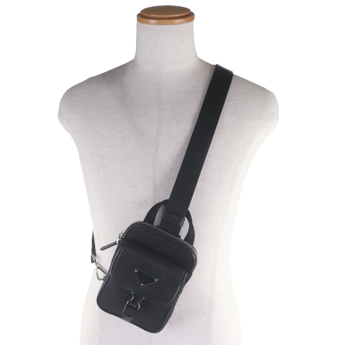 Prada Black Saffiano Nylon Sling Bag (Pre-Owned)