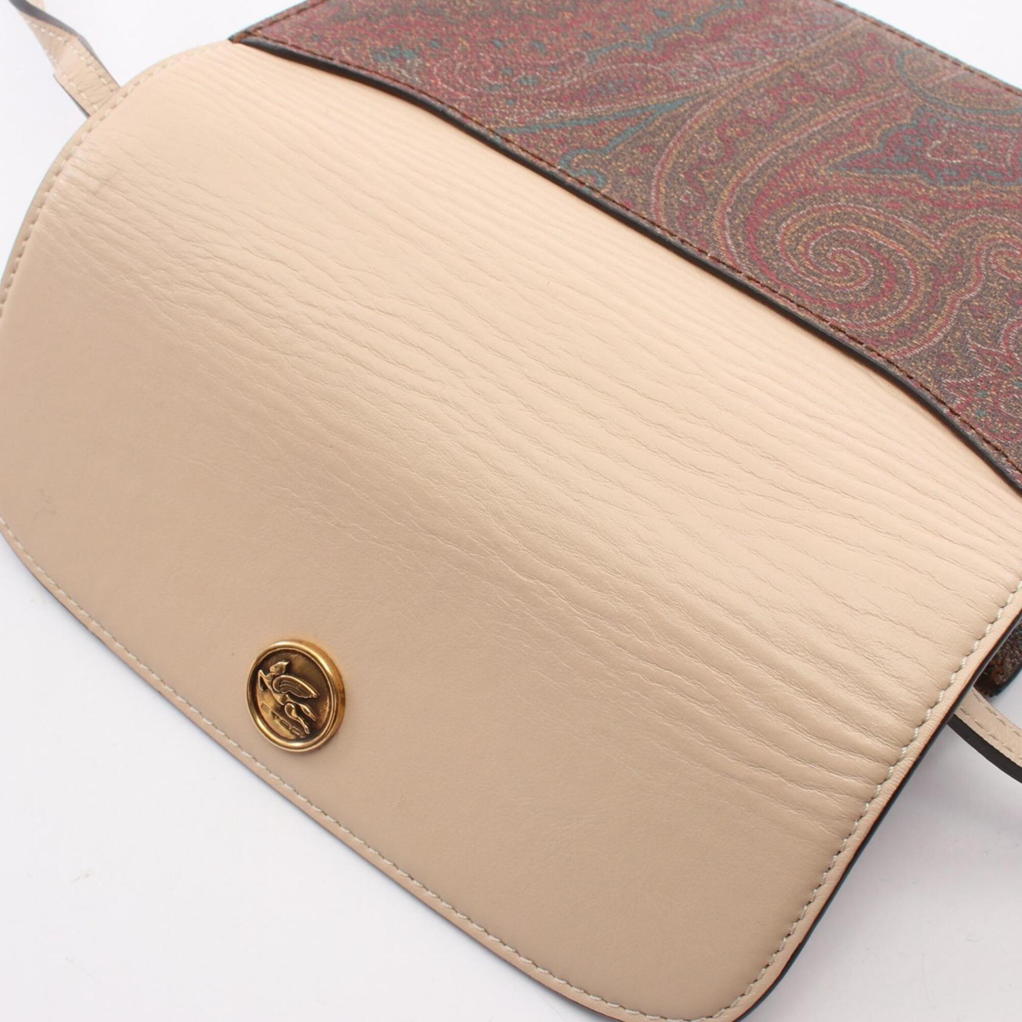 Etro Beige Multi-Color Coated Canvas Leather Handbag Shoulder Bag (Pre-Owned)