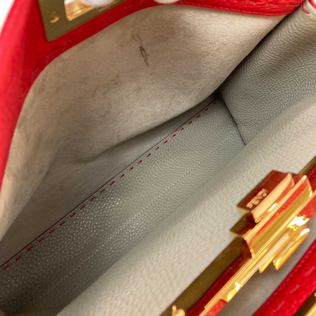 Fendi Peekaboo Red Color Leather Handbag (Pre-Owned)