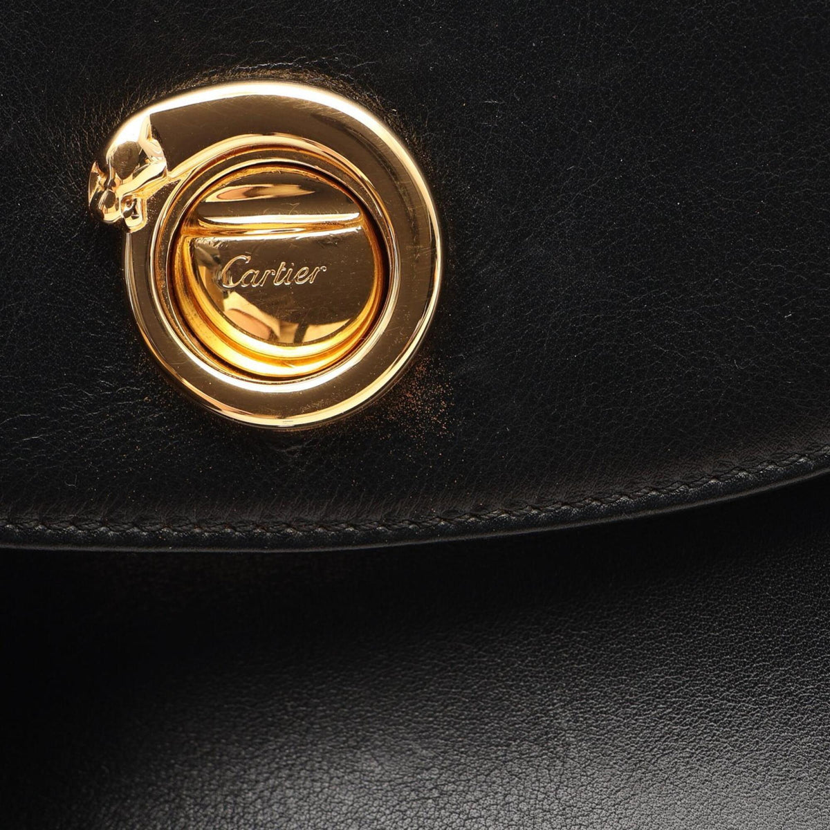 Cartier Black Leather Clutch Bag Handbag (Pre-Owned)