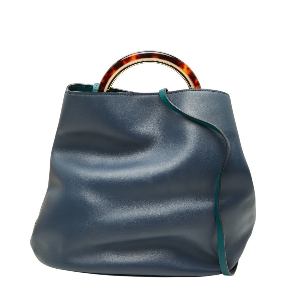 Marni Navy Leather Handbag Pouch Shoulder Bag (Pre-Owned)