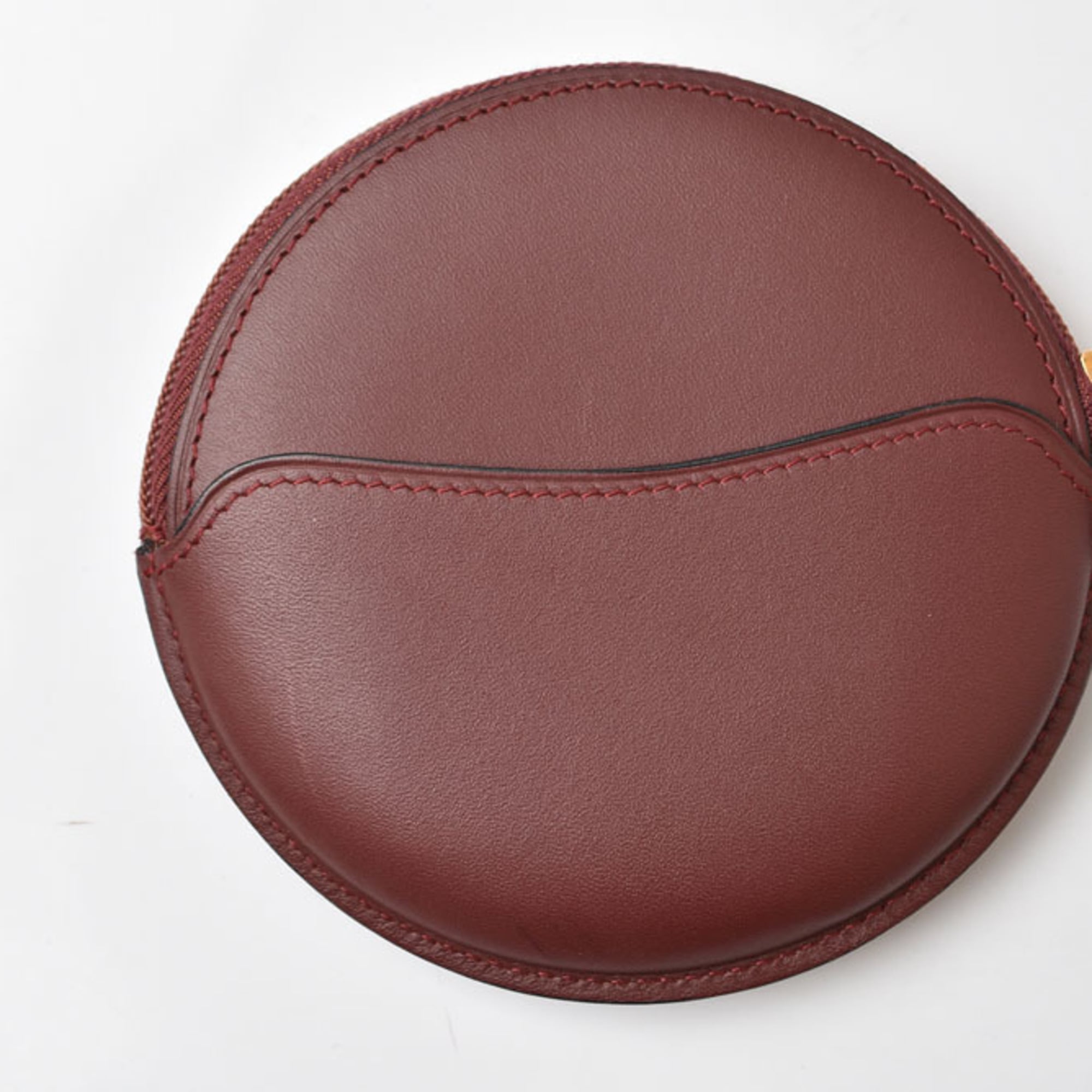 Cartier Bordeaux Leather Coin Purse/Coin Case (Pre-Owned)
