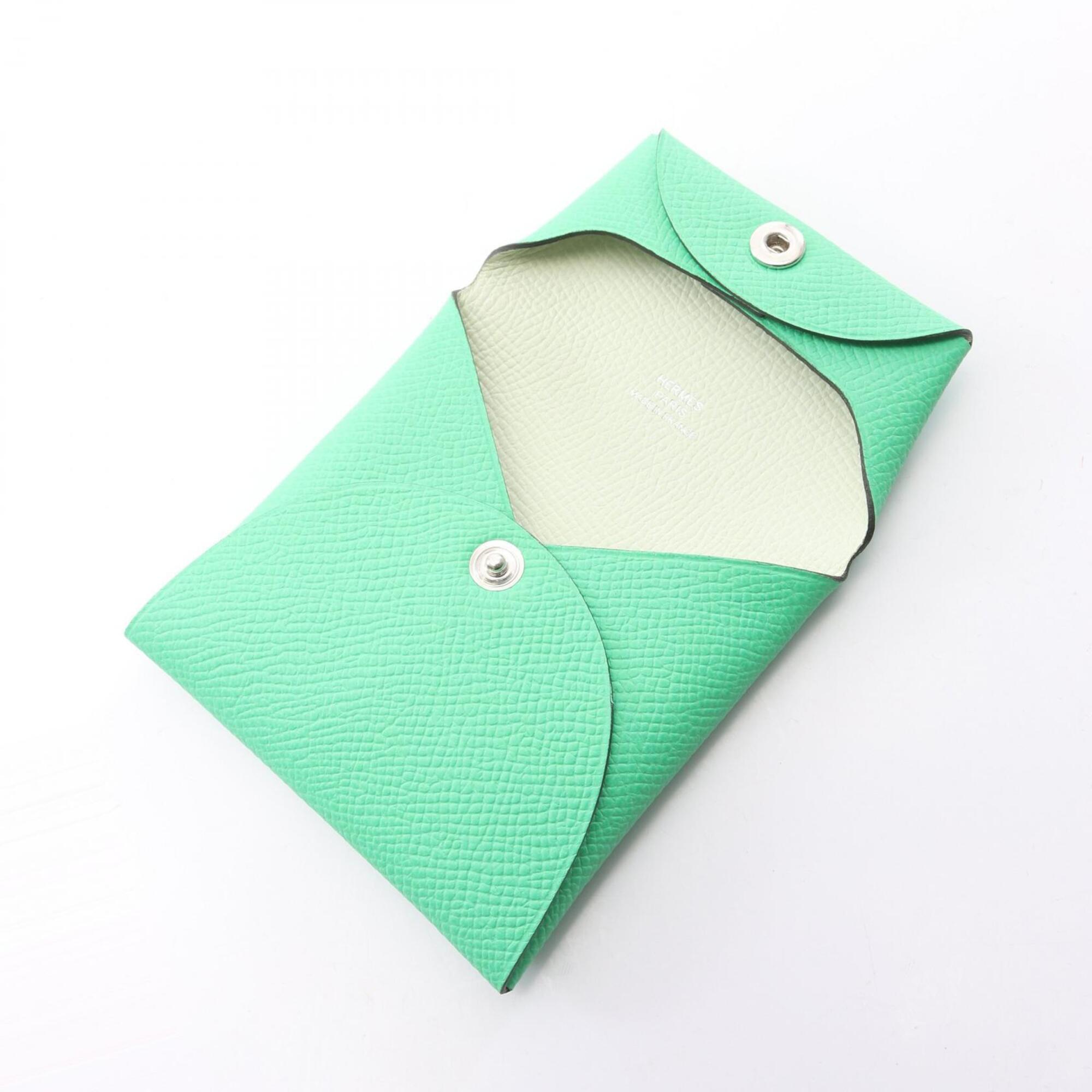 Hermes Green Leather Coin Purse/Coin Case (Pre-Owned)