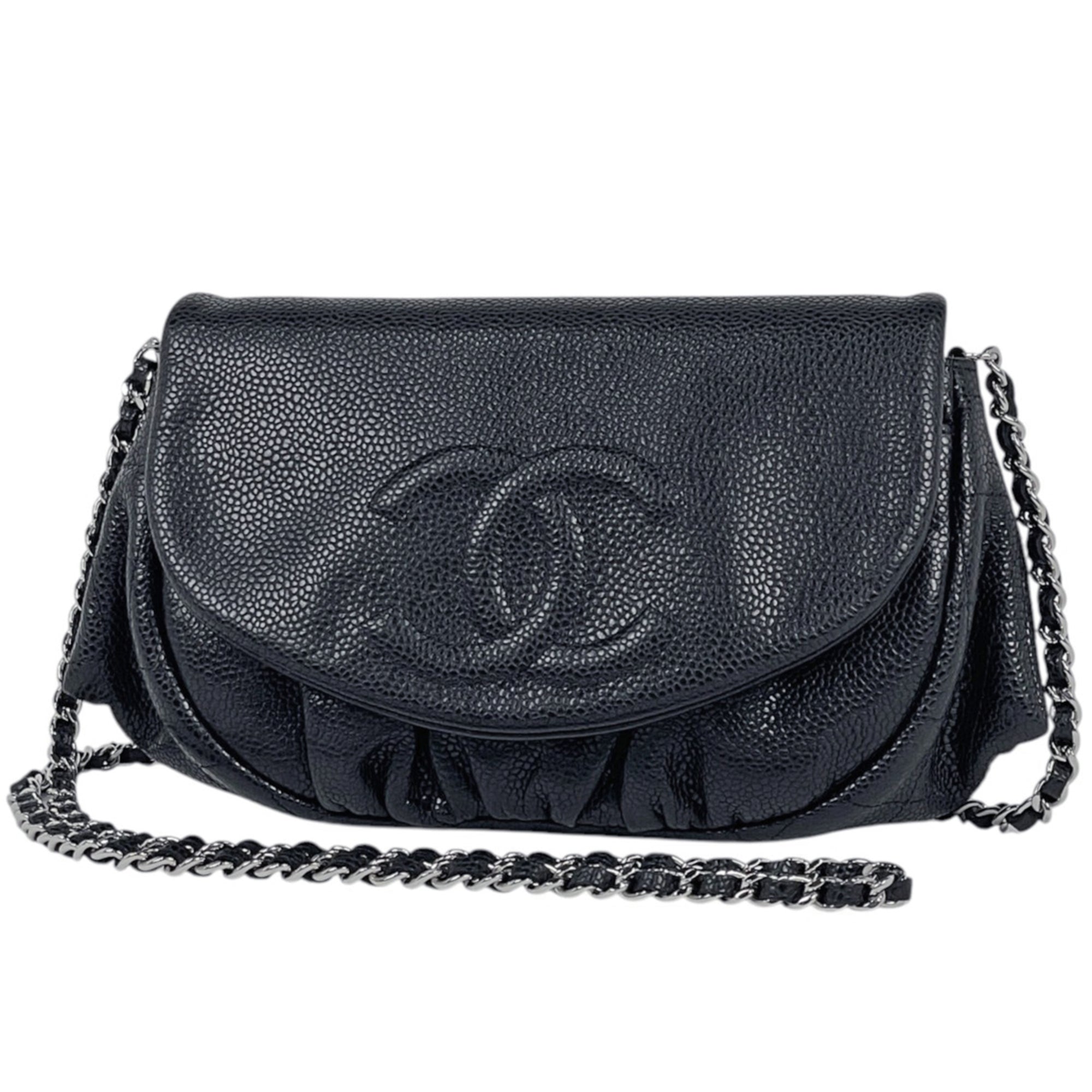 Chanel Black Grained Calfskin Shoulder Bag (Pre-Owned)