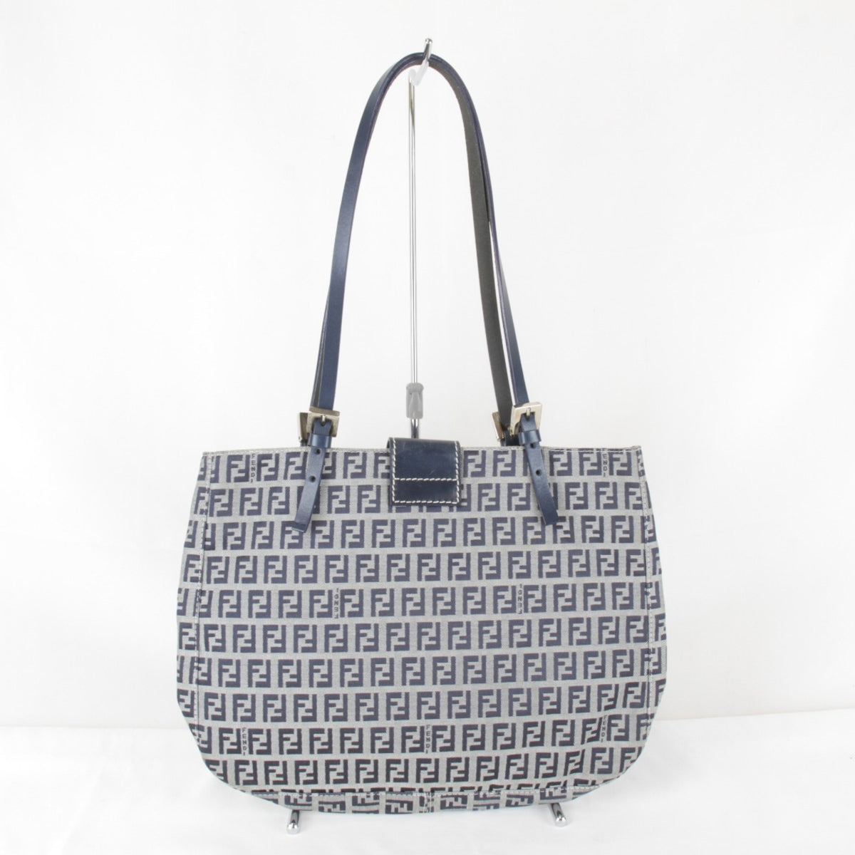 Fendi Zucchino Navy Canvas Tote Bag (Pre-Owned)