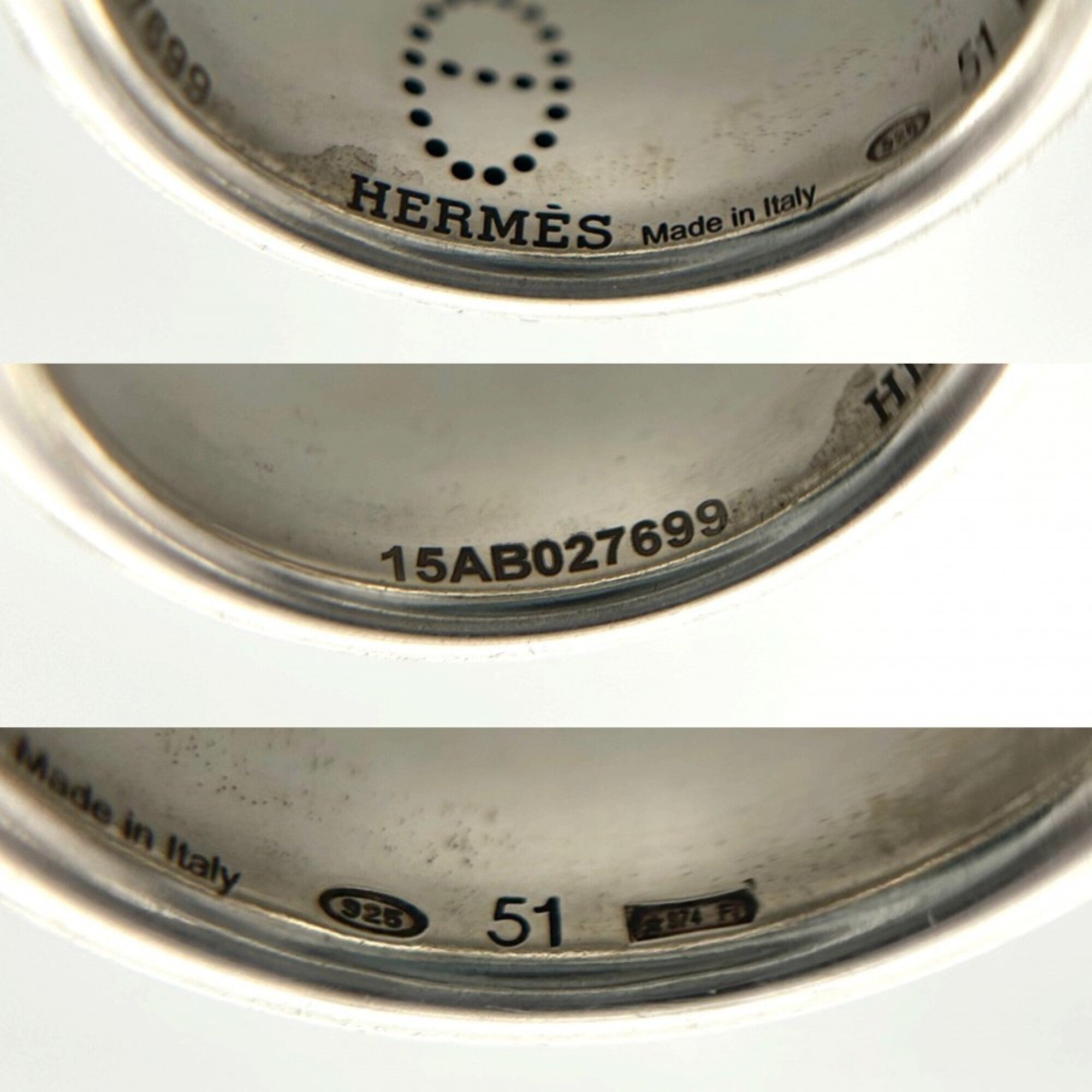 Hermes Silver Silver 925 Band Ring (Pre-Owned)