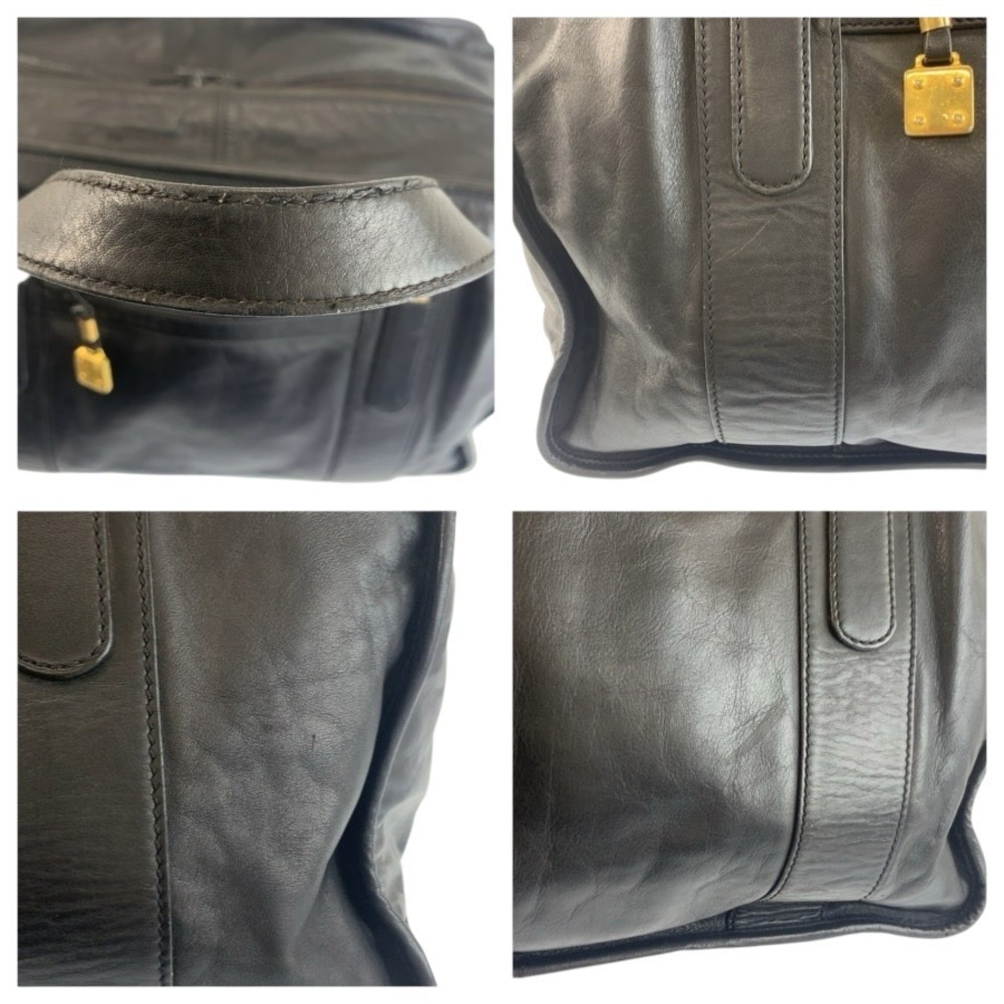 Loewe Black Leather Boston Bag Handbag (Pre-Owned)