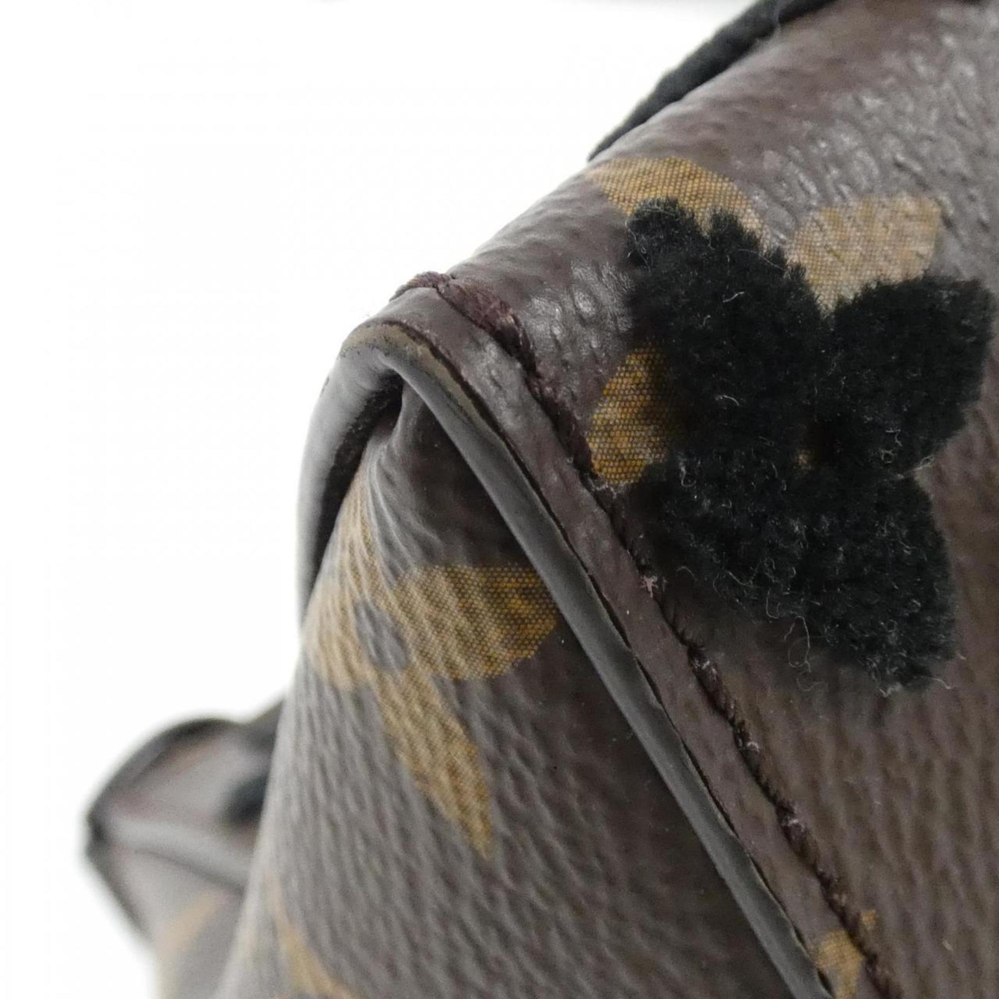 Louis Vuitton Black Brown Dark Brown Coated Canvas Shoulder Bag (Pre-Owned)
