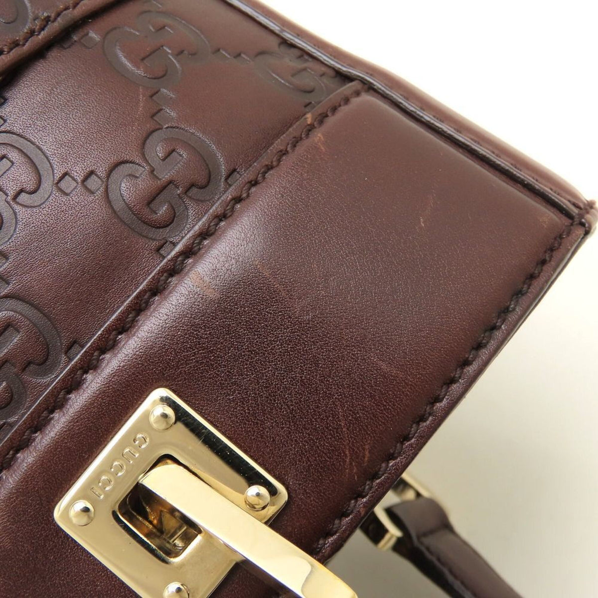 Gucci Dark Brown Leather Tote Bag (Pre-Owned)