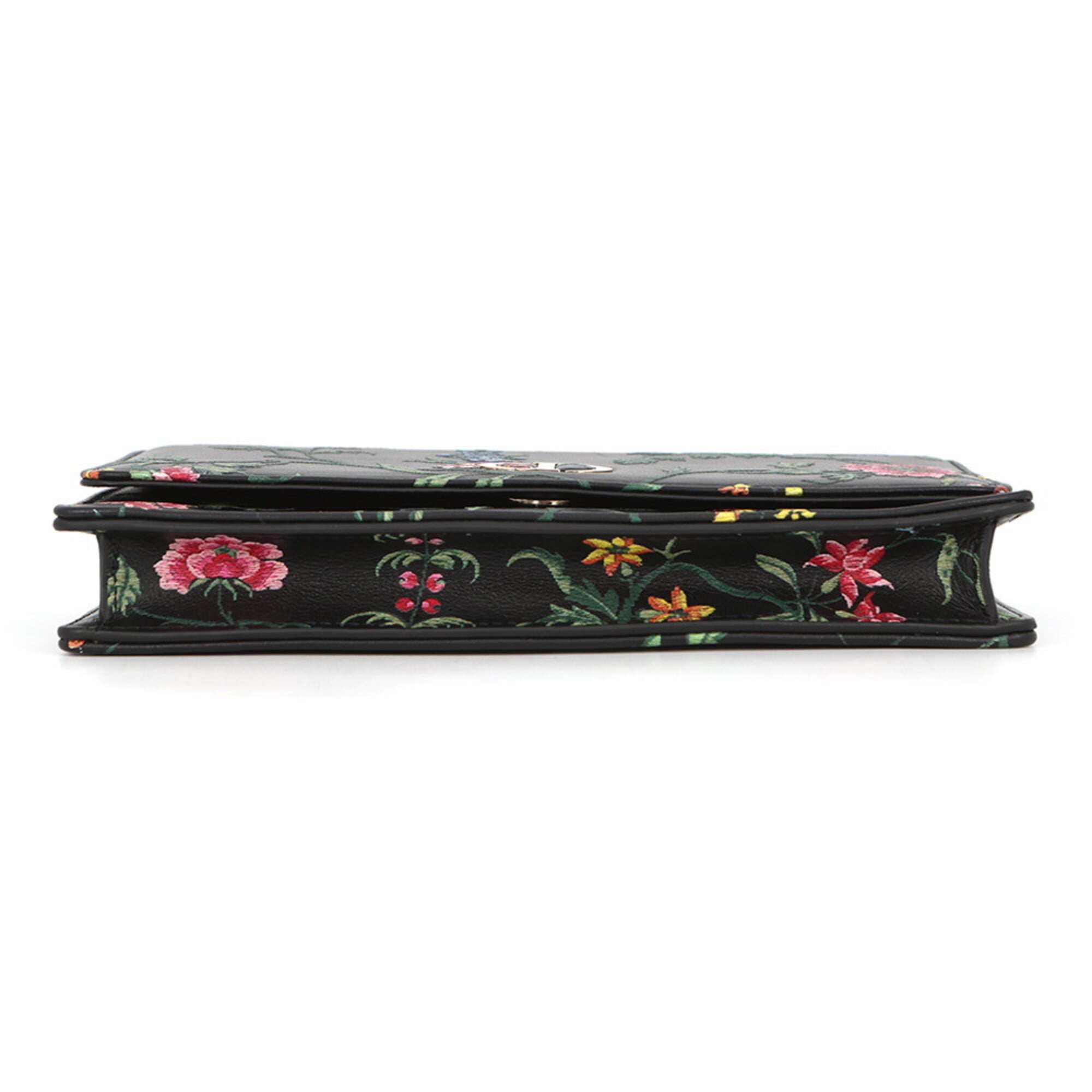 Christian Dior Black Multi-Color Leather Chain/Shoulder Wallet (Pre-Owned)