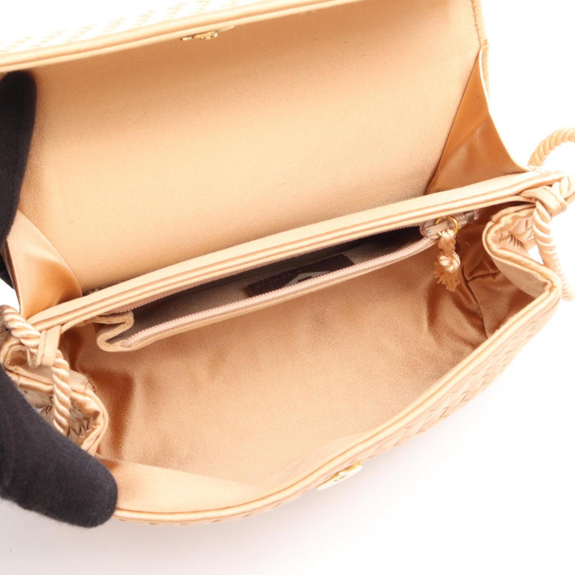 Bottega Veneta Gold Fabric Handbag Shoulder Bag (Pre-Owned)